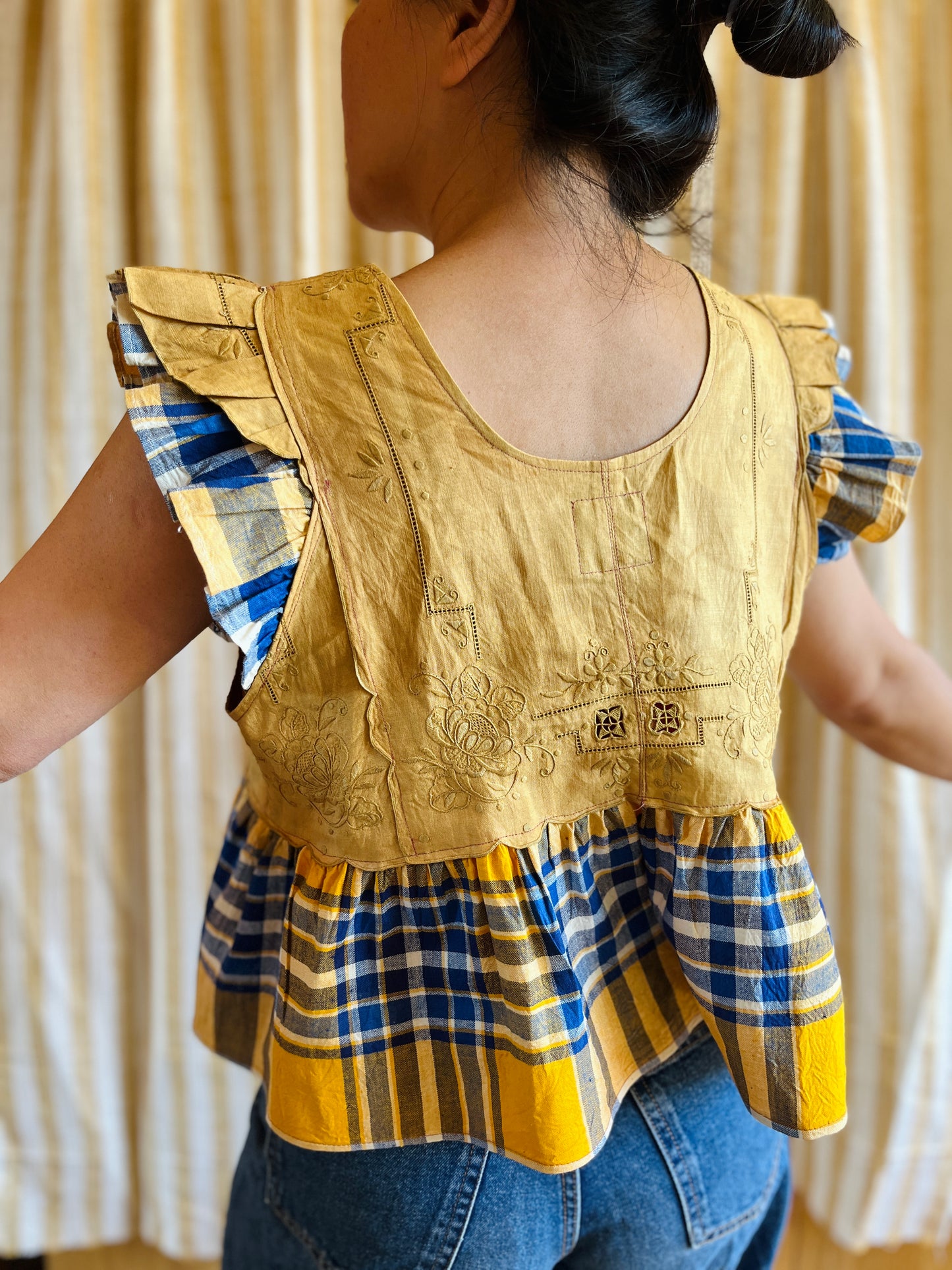 Passion Dyes - Gold gingham double ruffled Dolly