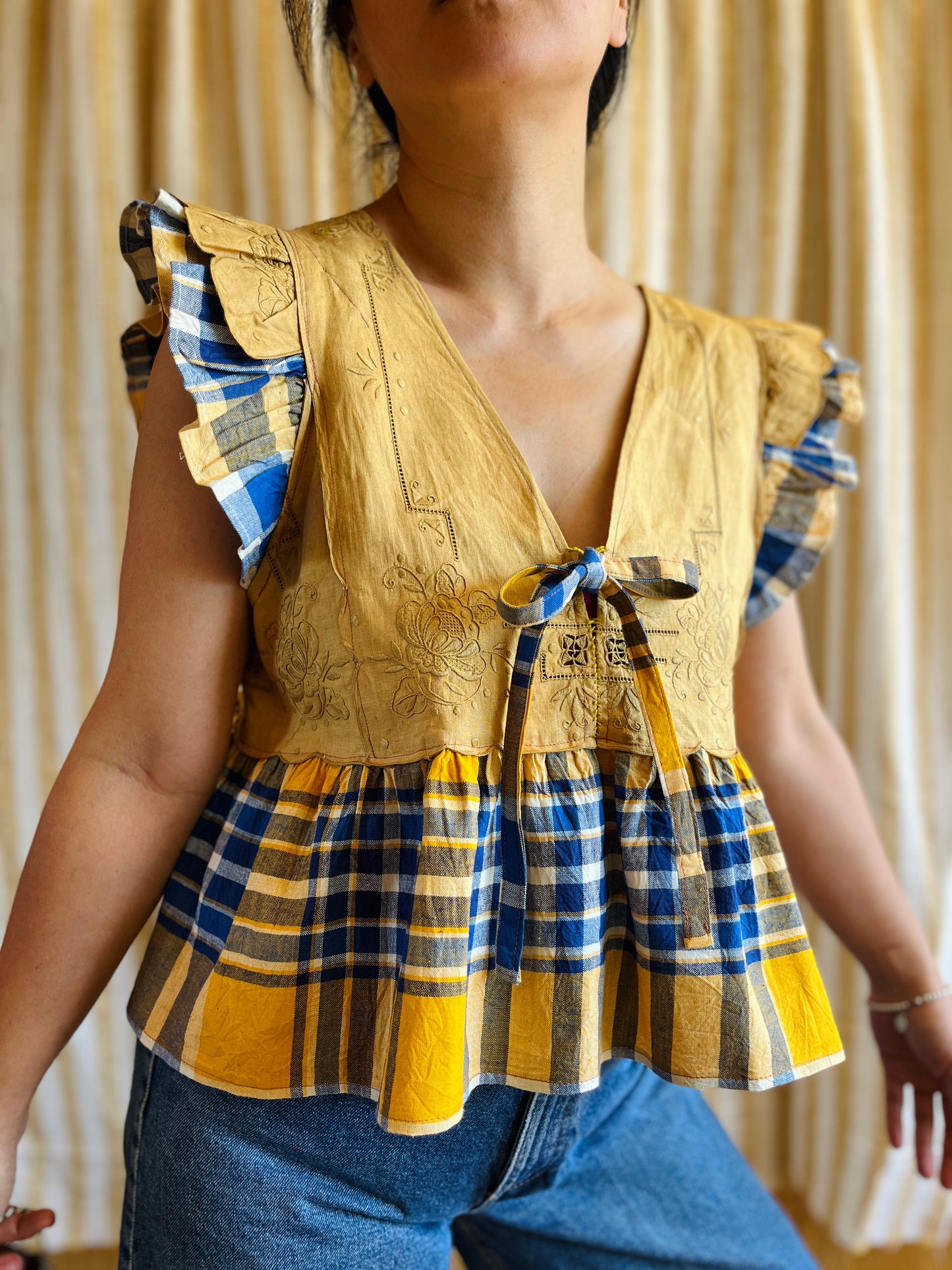 Passion Dyes - Gold gingham double ruffled Dolly