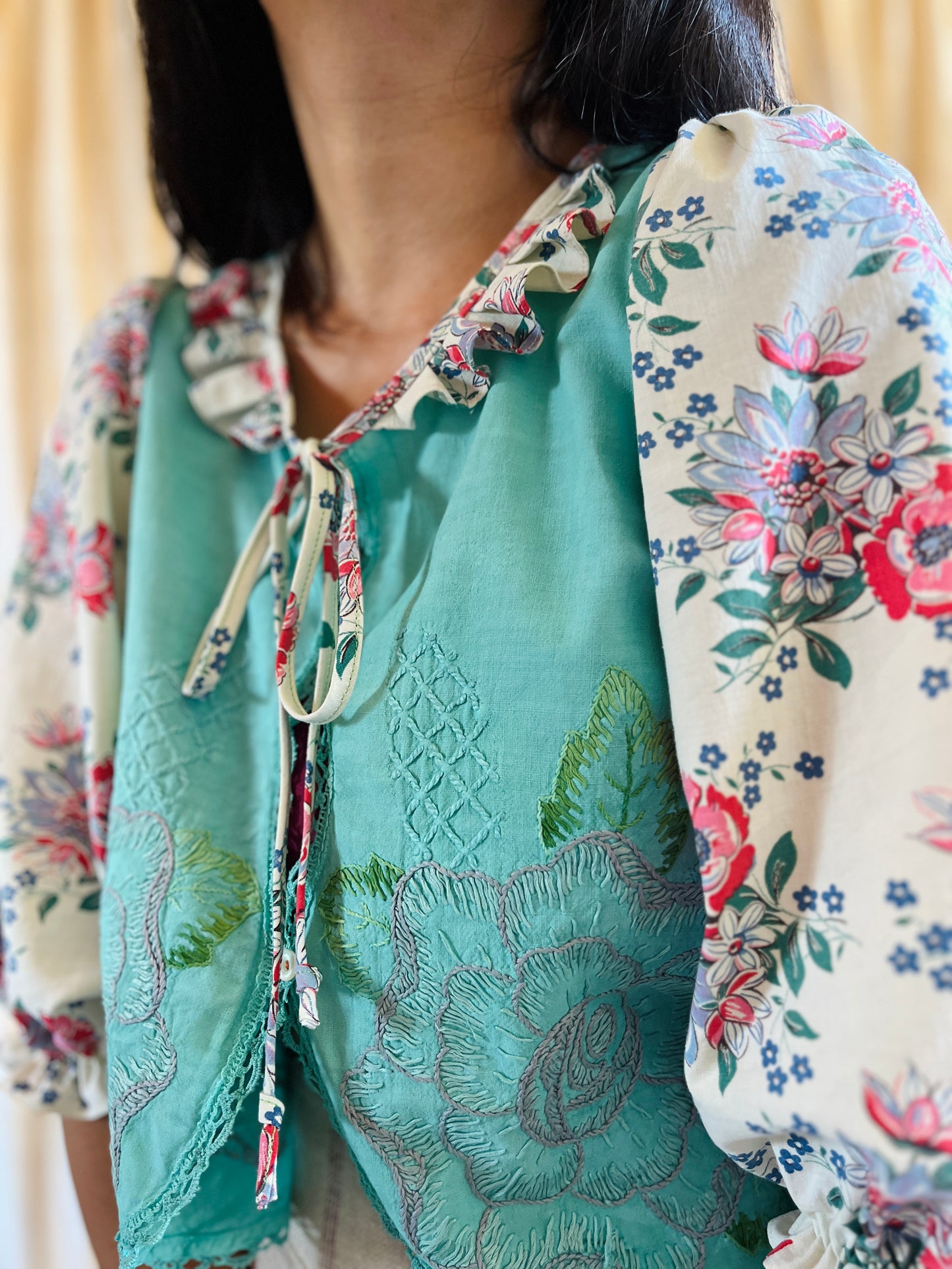 Passion Dyes - turquoise ruffle blouse