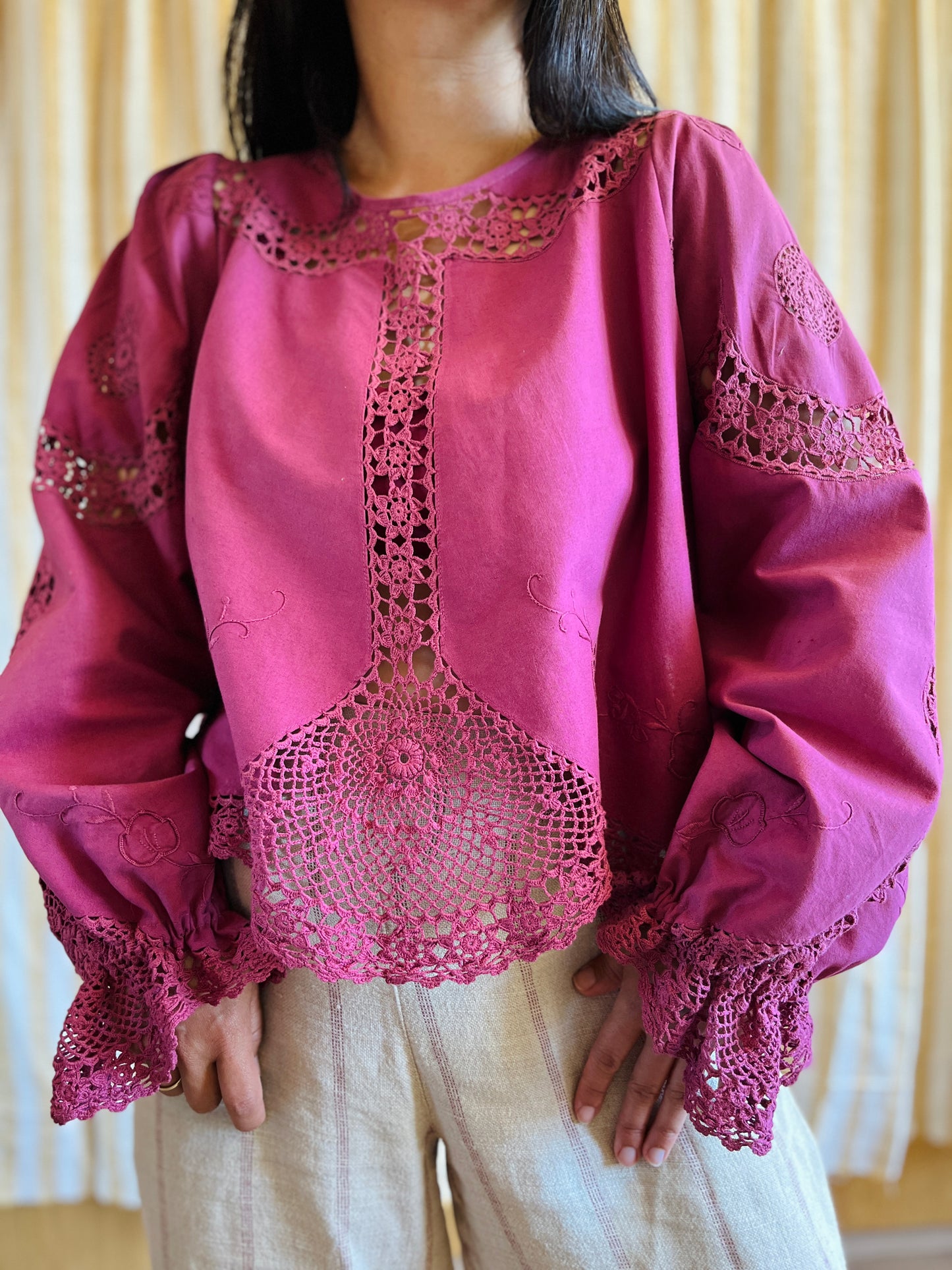 Passion Dyes - Circular crochet blouse in Red Wine