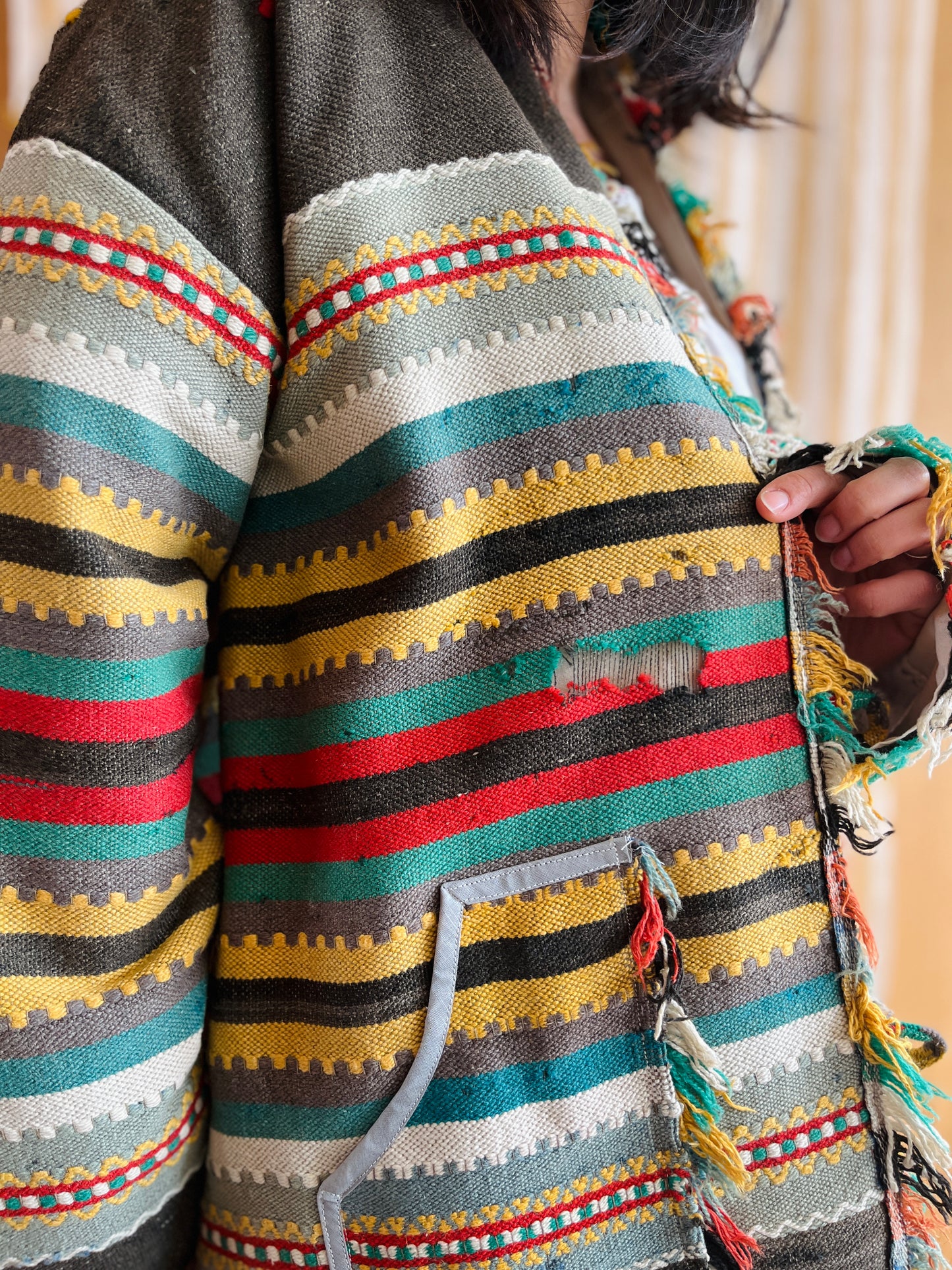 Antique Turkish Kilim Rug turns Jacket