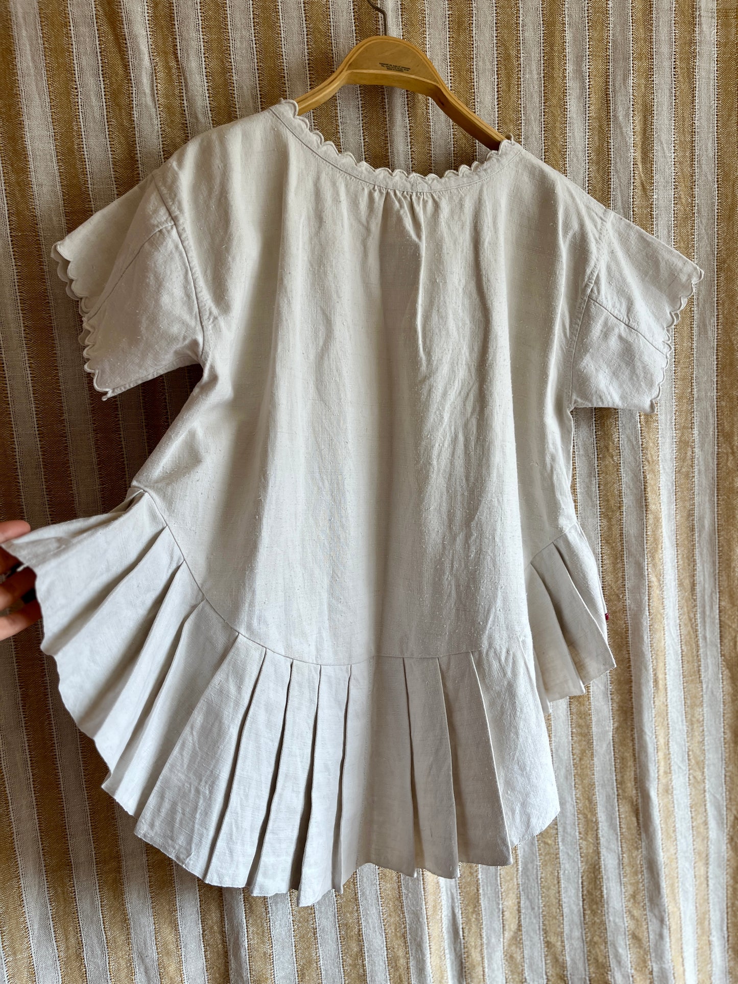 19th Century French Nightgown Turns pleated tunic