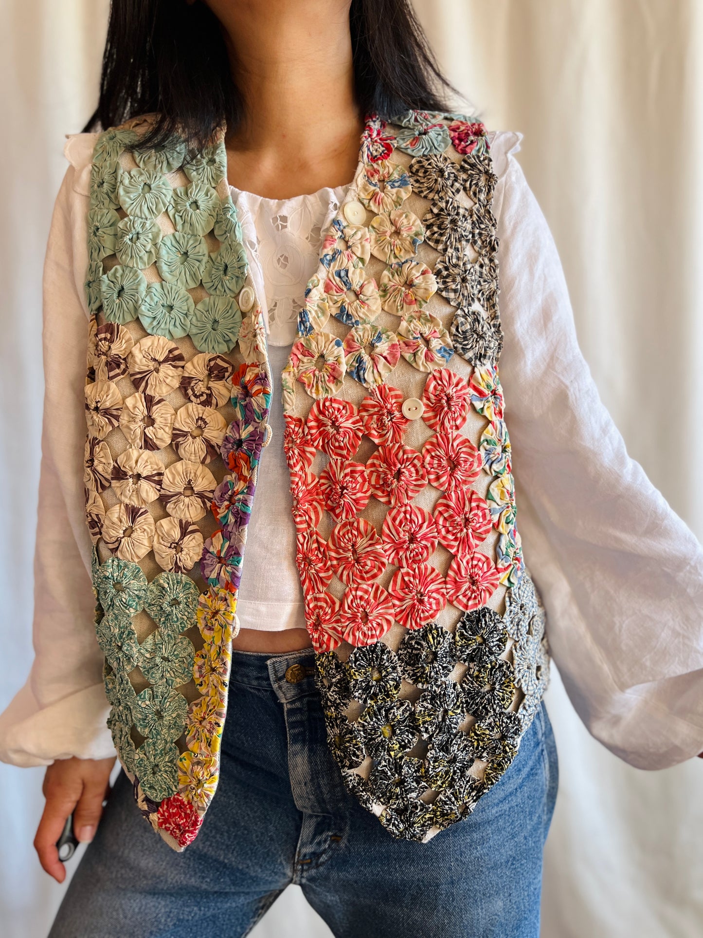 Antique Yo-Yo quilted waistcoat