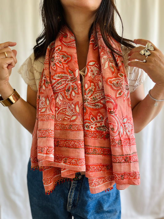 Vintage Anokhi Square scarf with beads