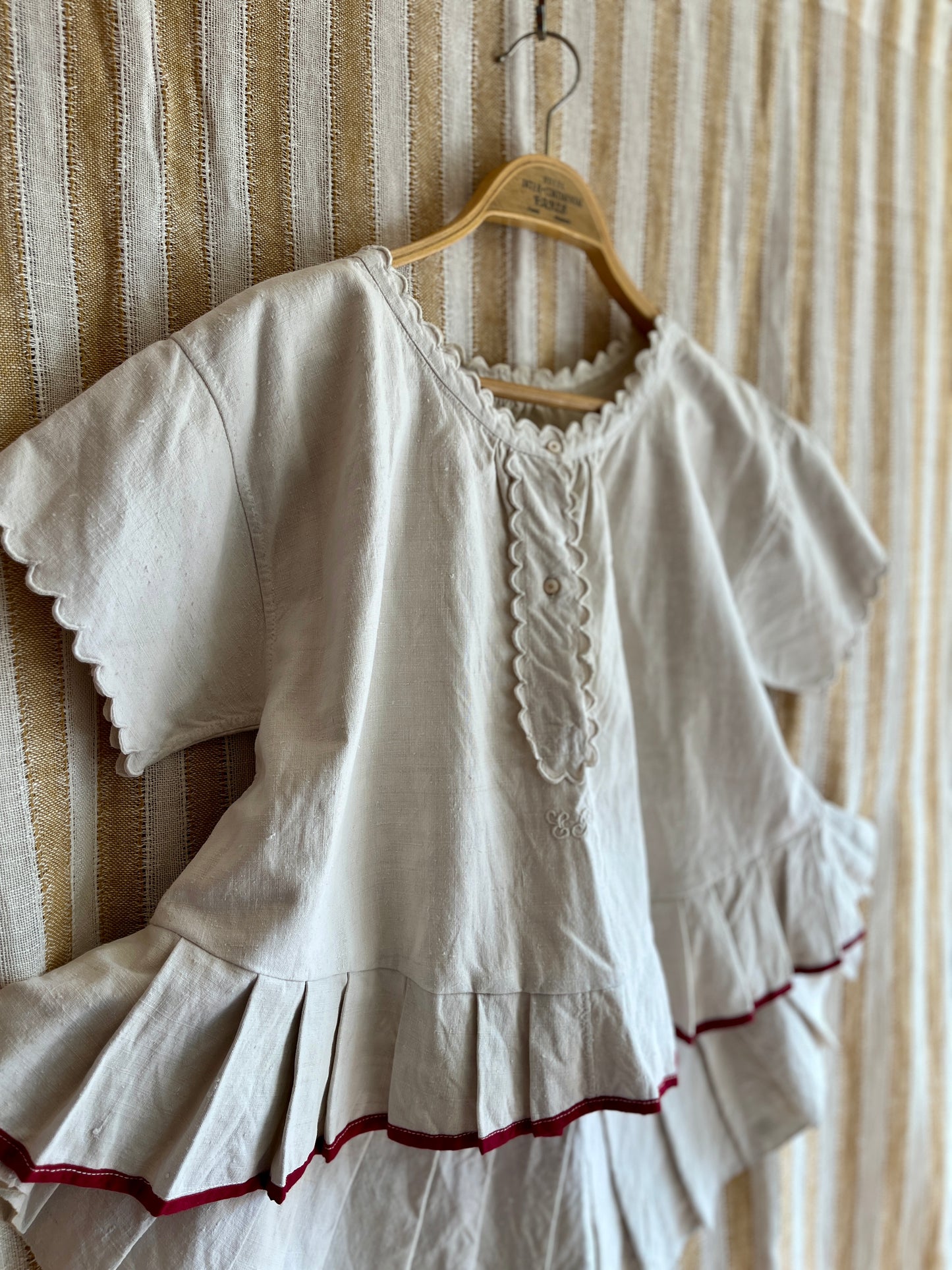 19th Century French Nightgown Turns pleated tunic