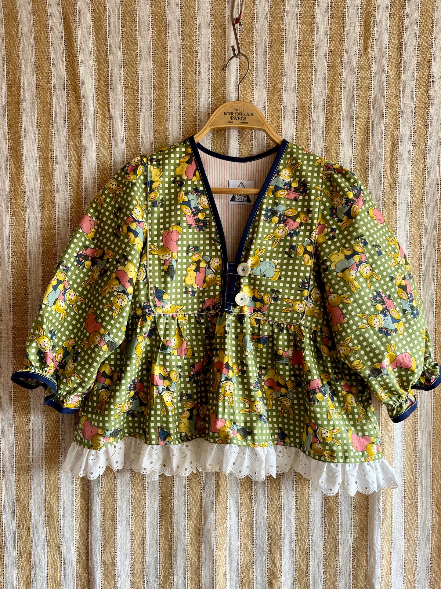 Rabbit and Snail vintage textile Goddess Blouse