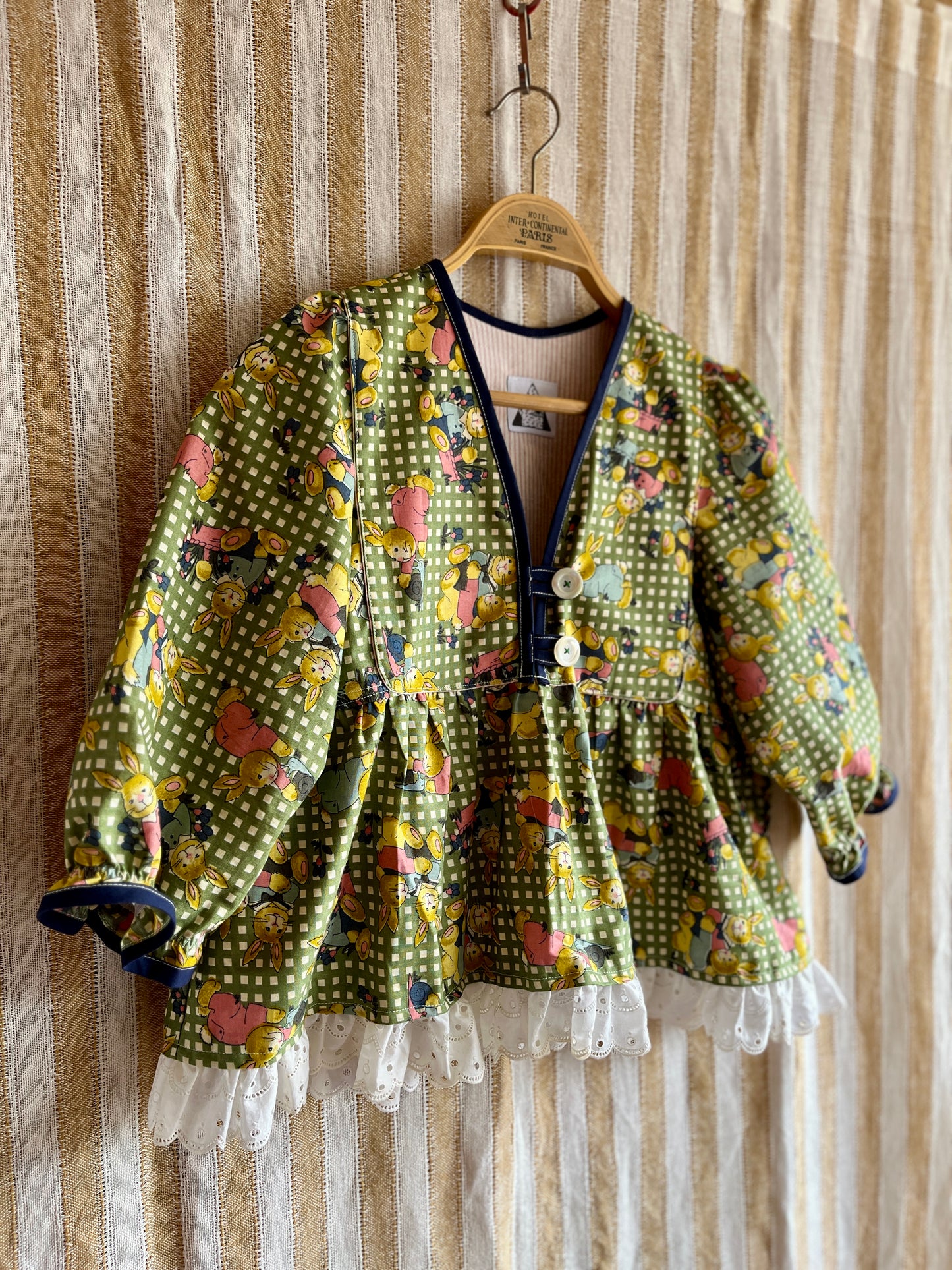 Rabbit and Snail vintage textile Goddess Blouse
