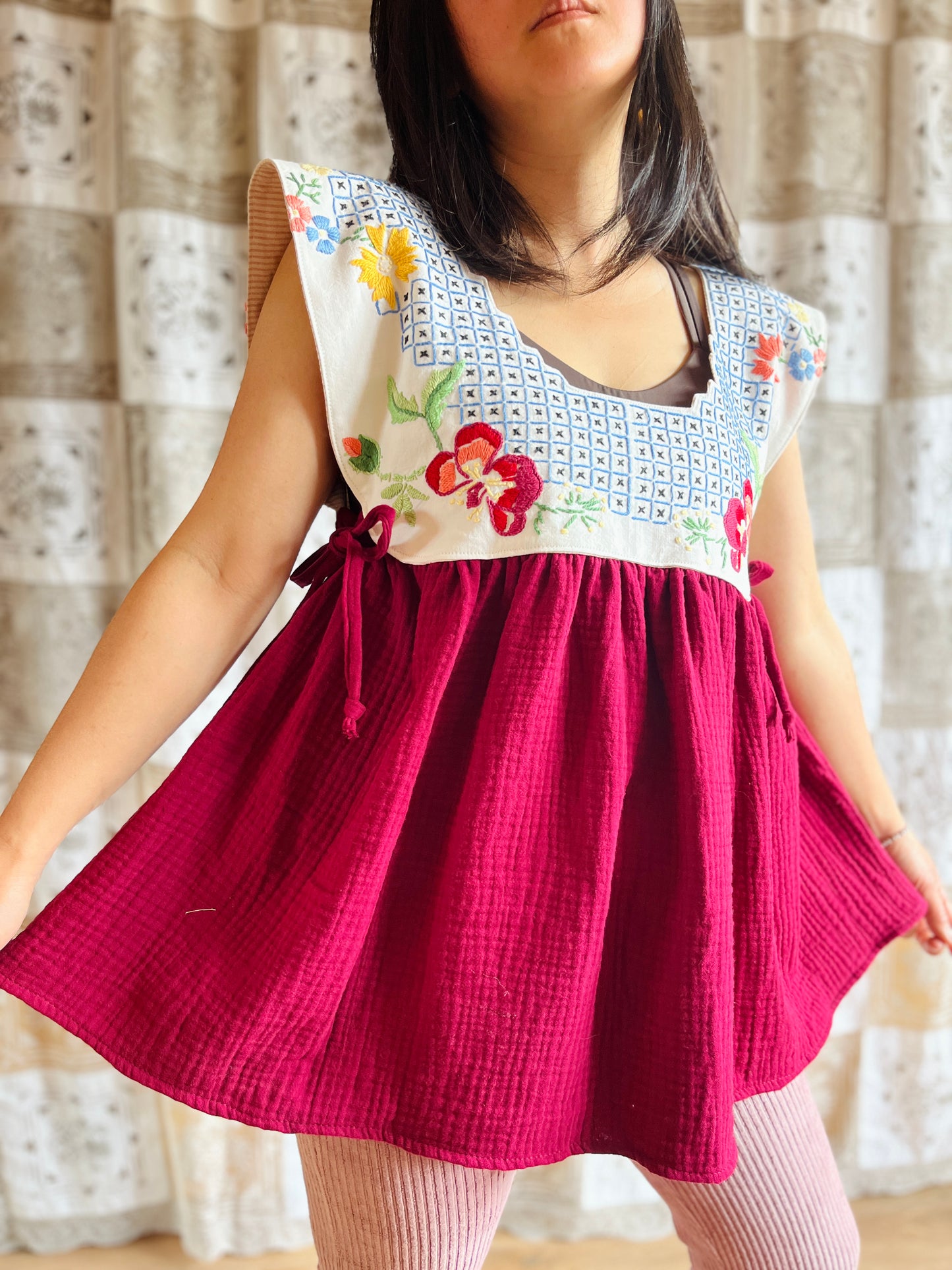 Baby doll tunic with side ties