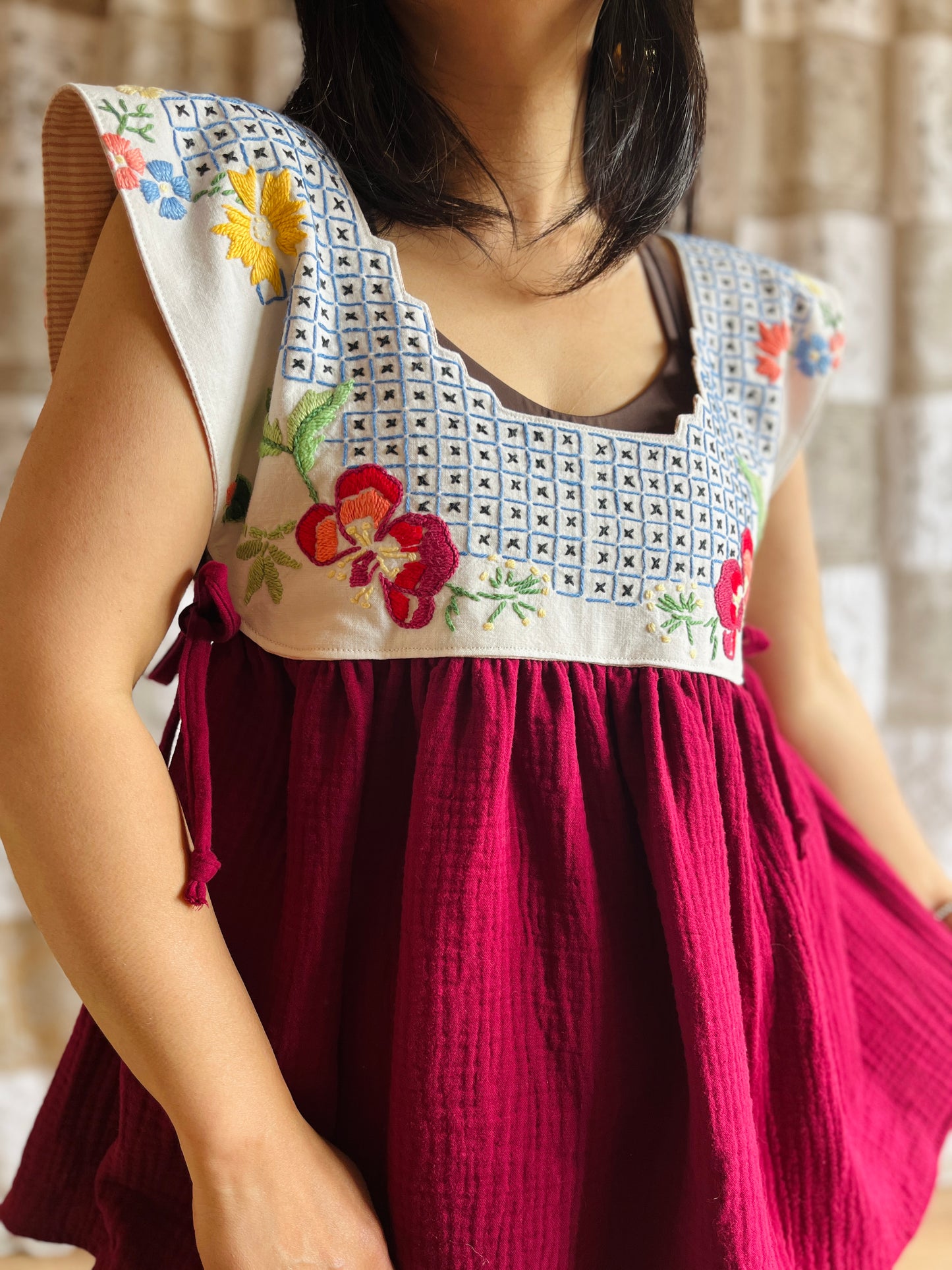 Baby doll tunic with side ties