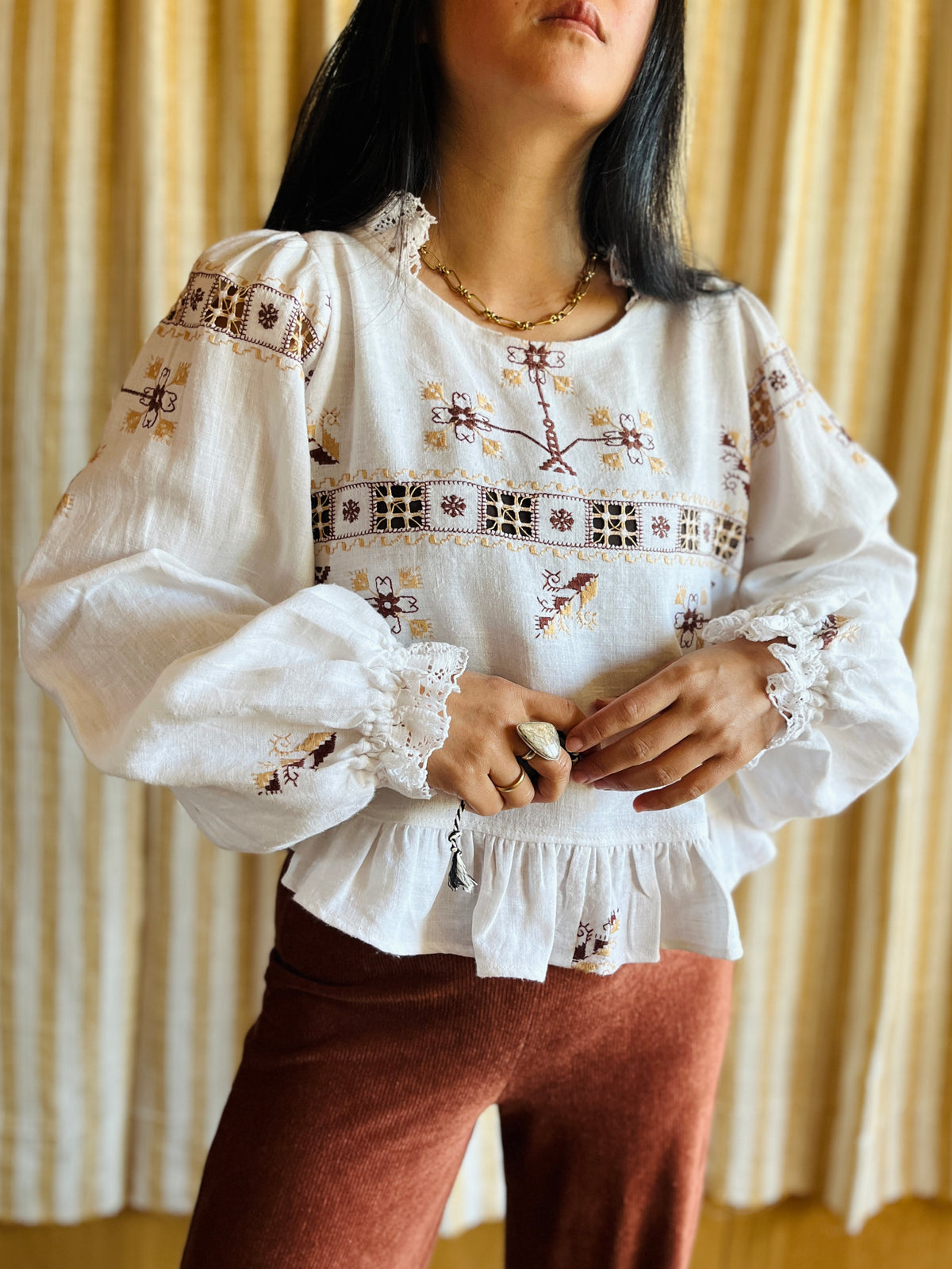 Lagartera Embroidered goddess blouse
