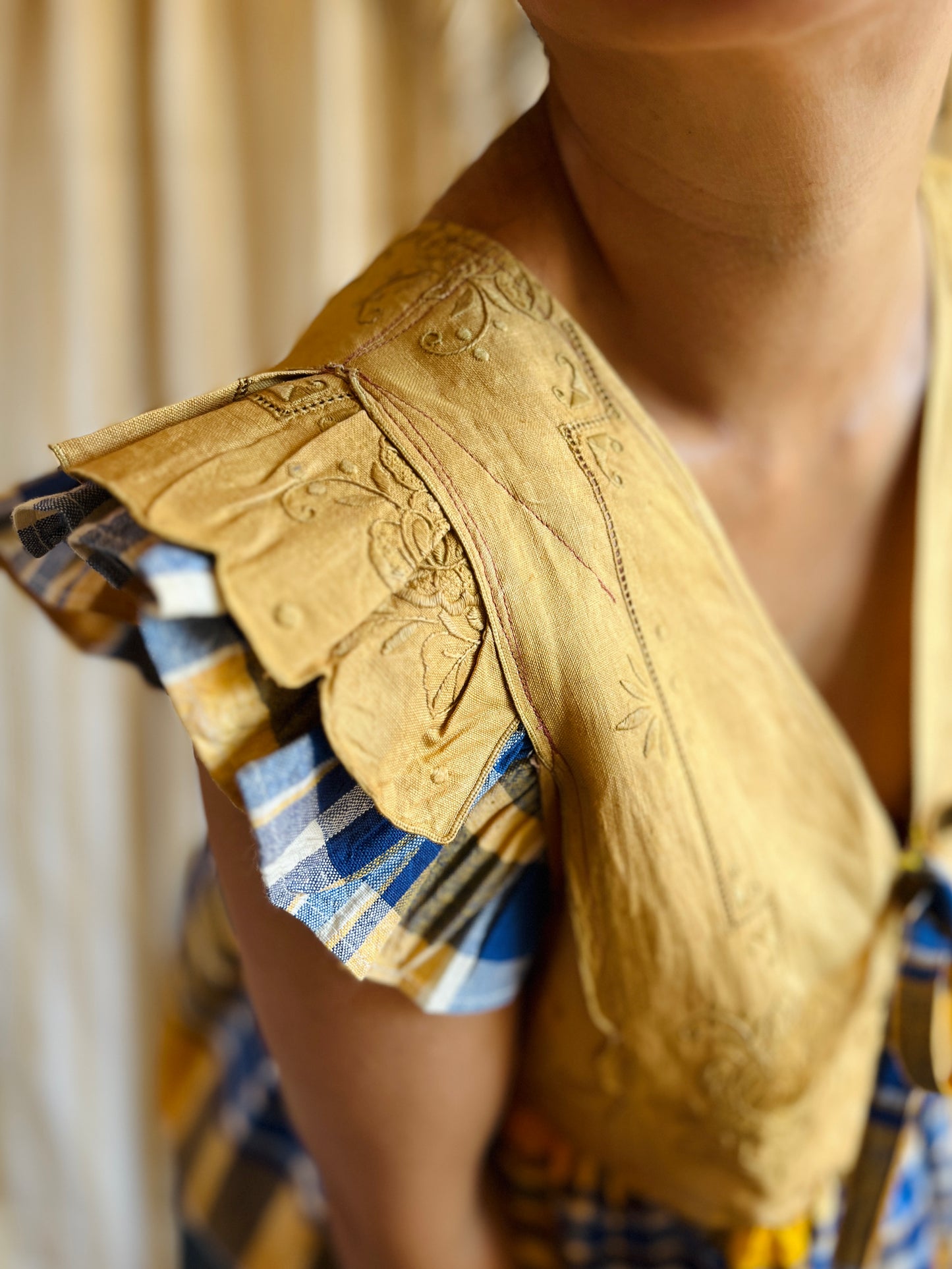 Passion Dyes - Gold gingham double ruffled Dolly