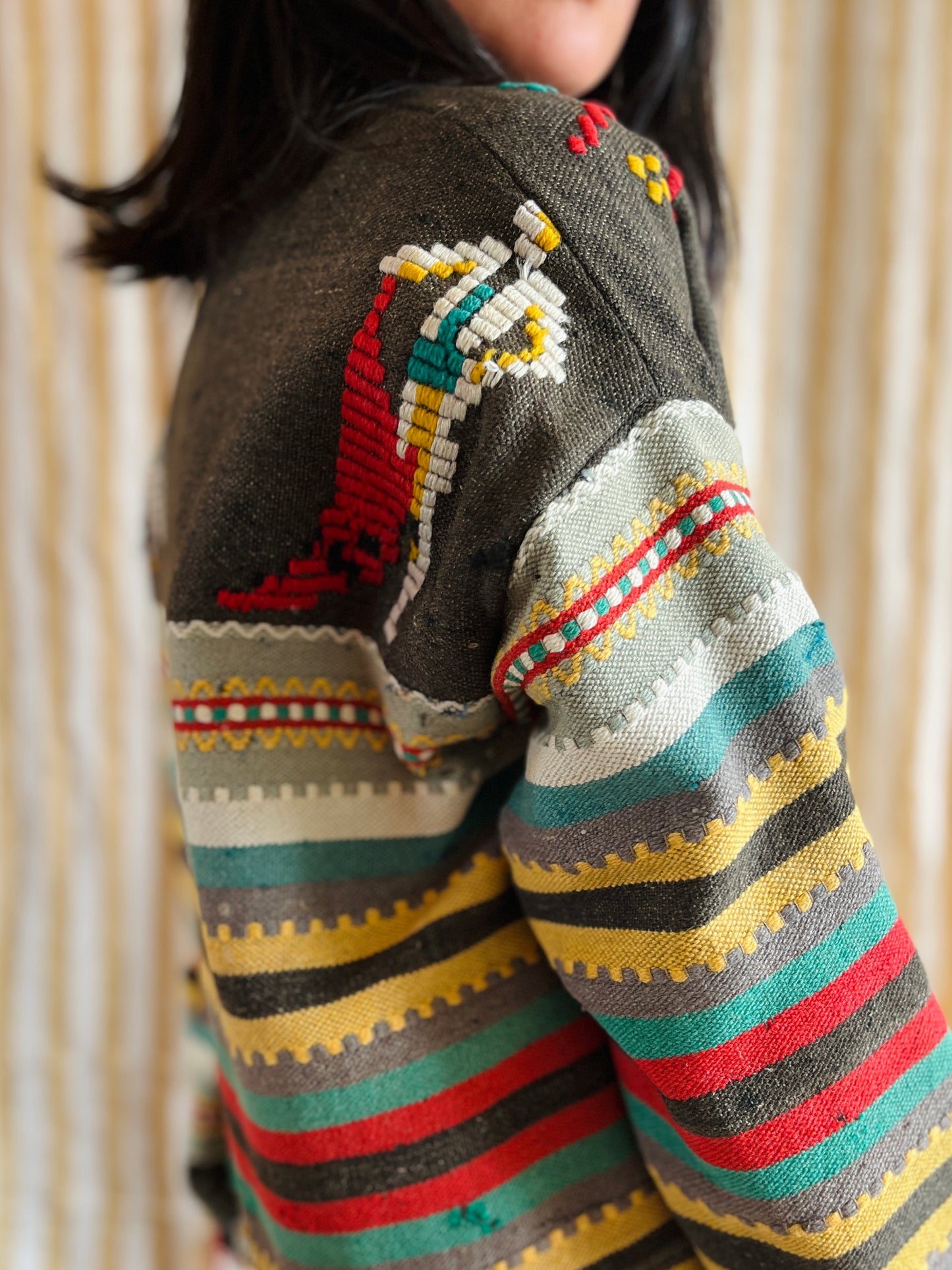 Antique Turkish Kilim Rug turns Jacket