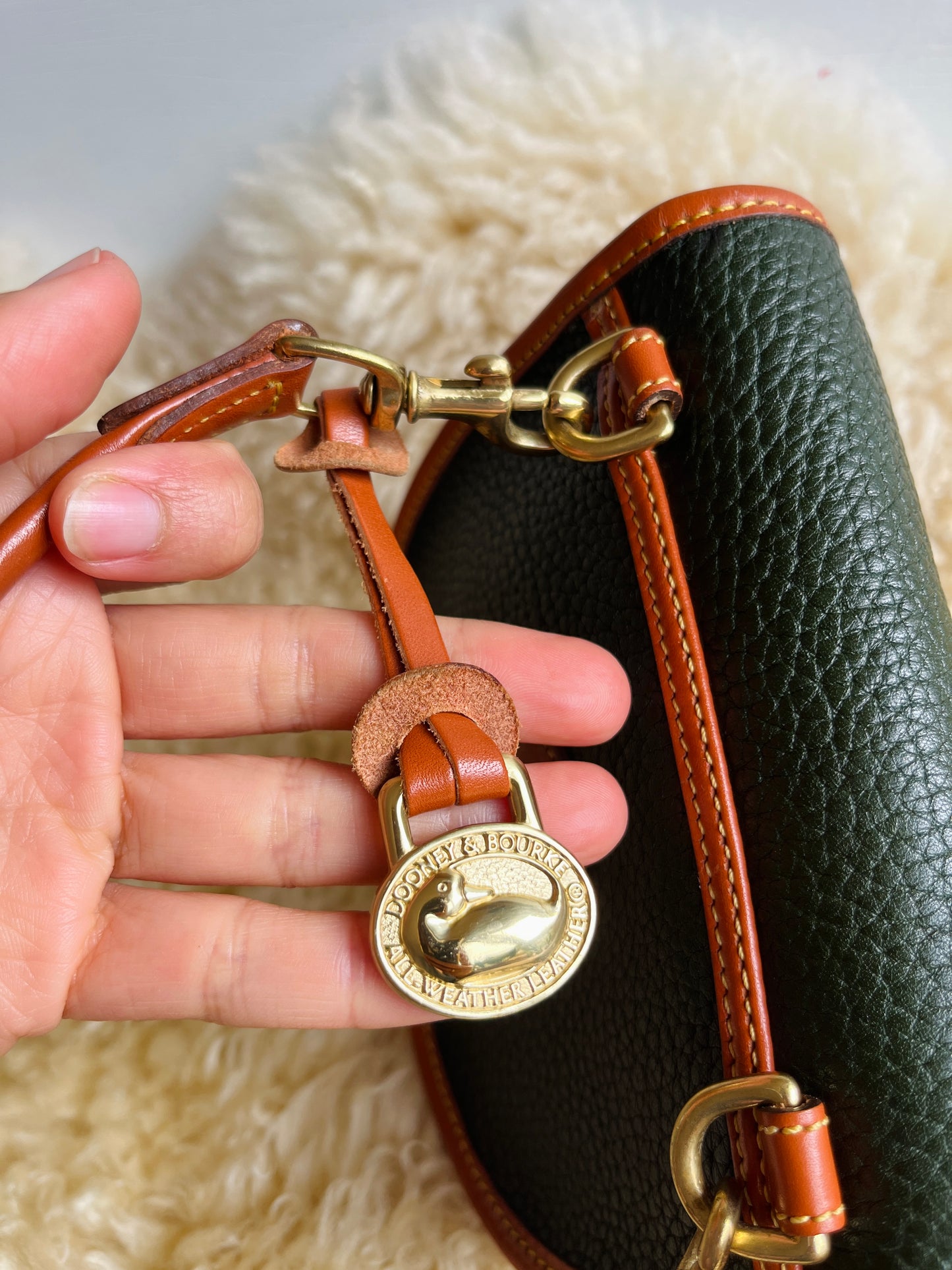 1990s Forest Green British Tan Mini Flap Bag