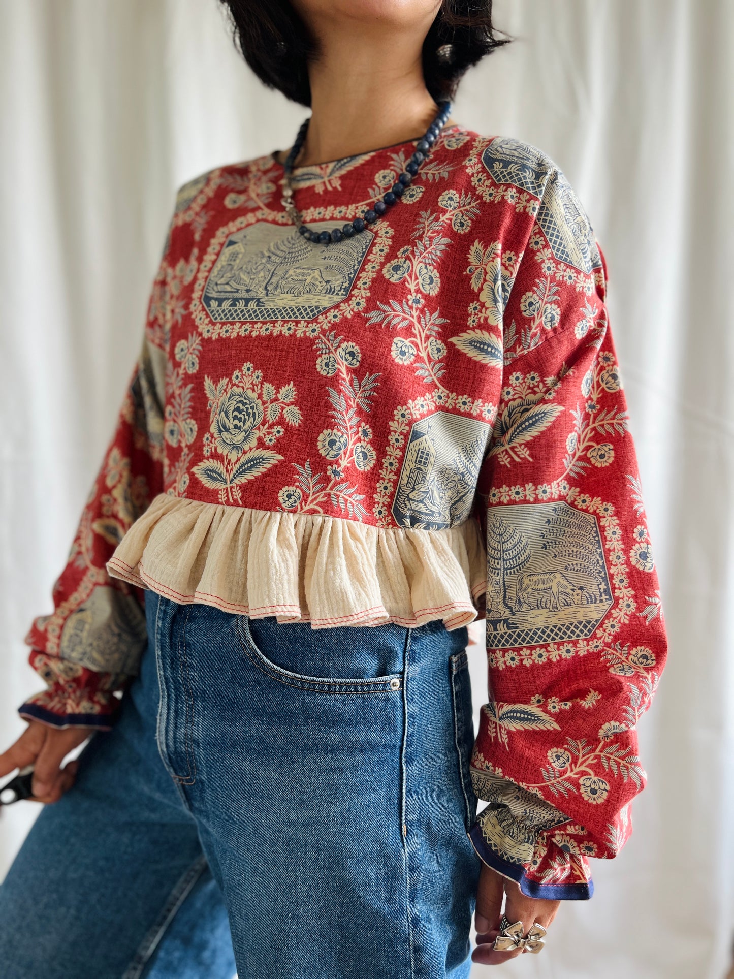 🏵️ Antique French Textile Dolly Top