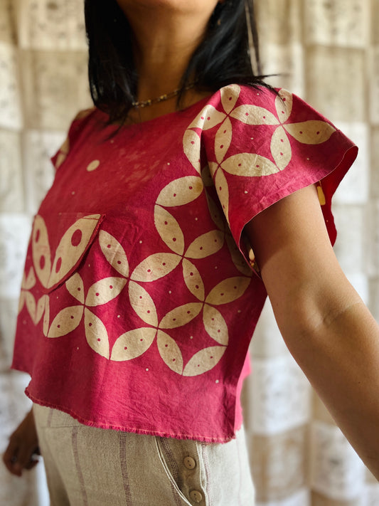 Waxed pink butterfly tee