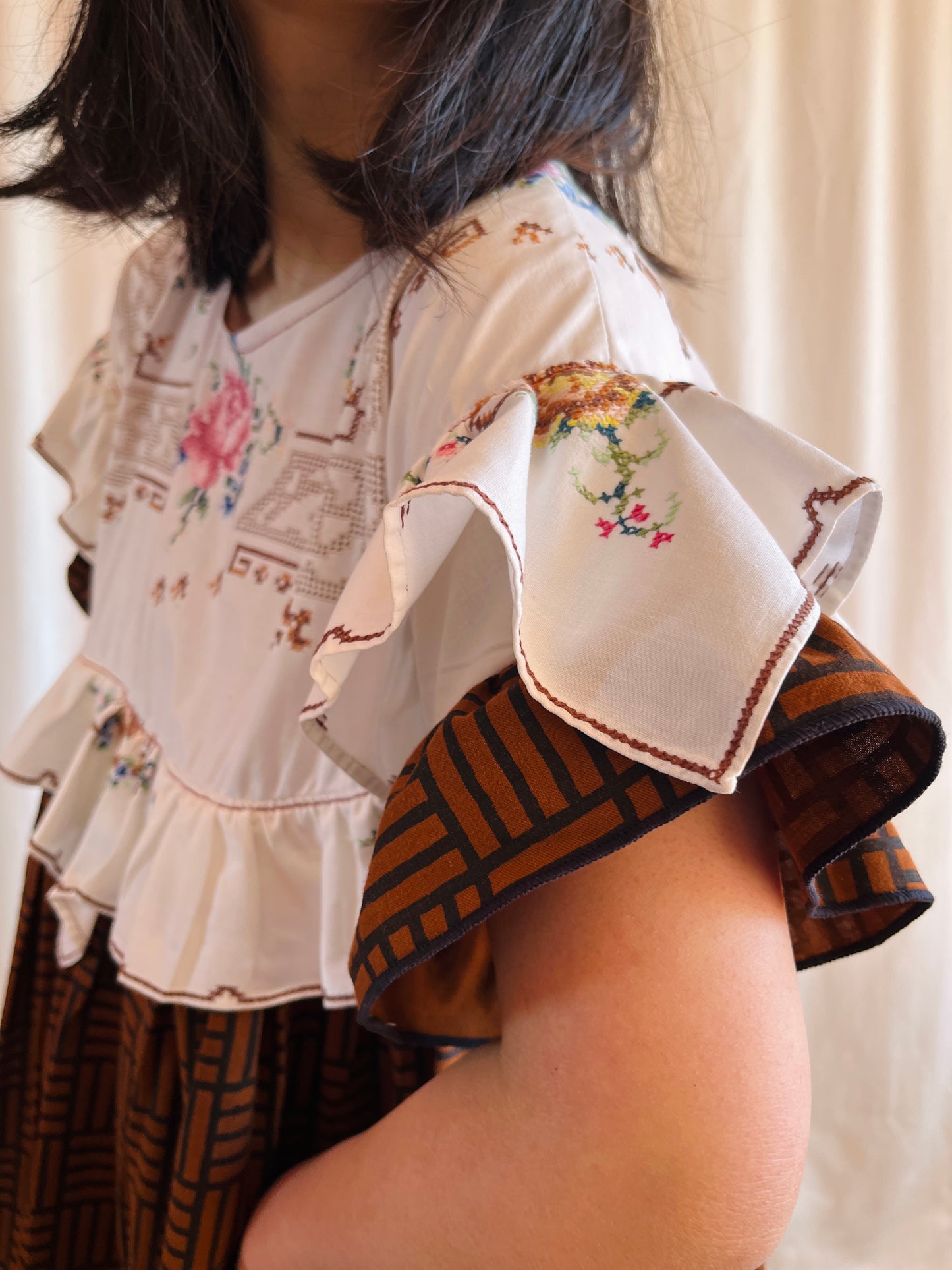 Hand embroidered ruffle tunic / mini dress