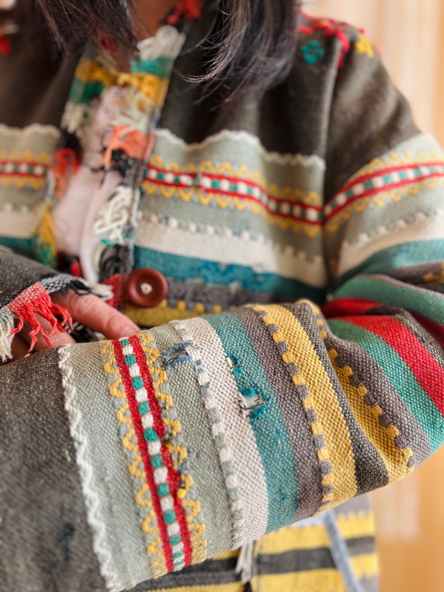 Antique Turkish Kilim Rug turns Jacket