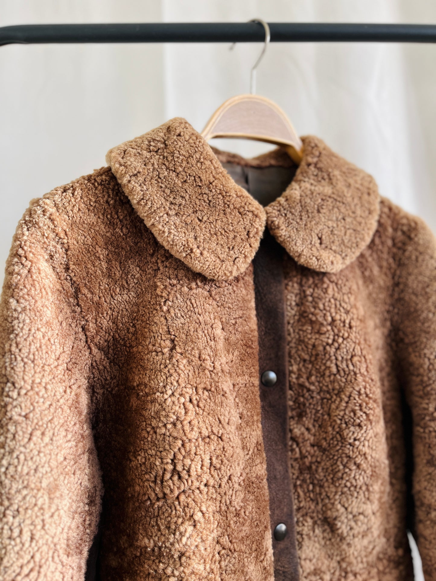 Stunning 70s Vintage Teddy Brown Shearling lambswool fur Coat