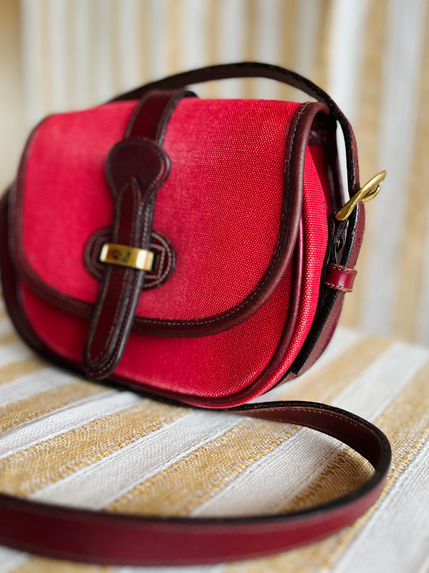 RARE Red Canvas R51 Marble Crossbody Bag