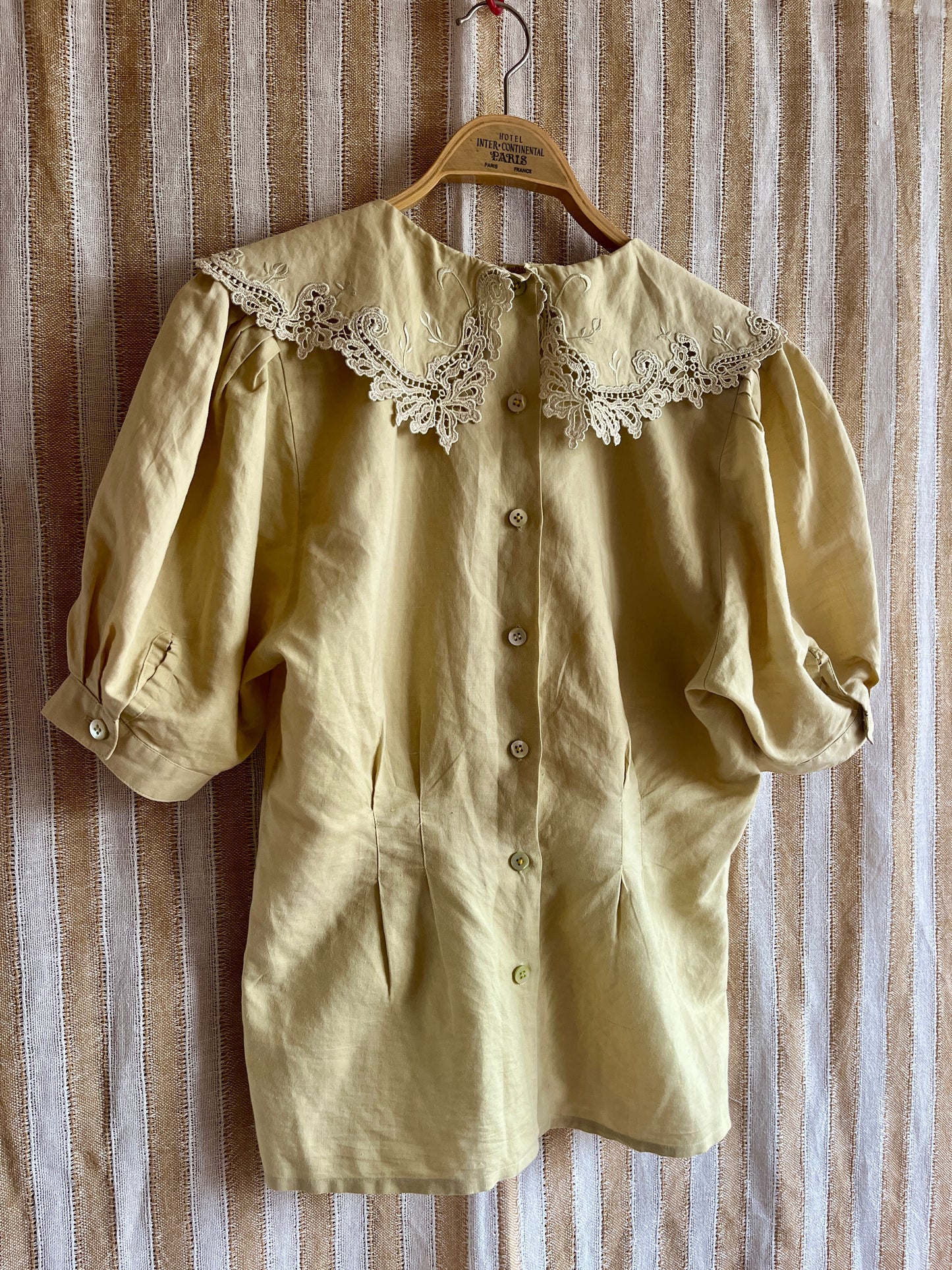 80s Cottage Butter Yellow Lace blouse