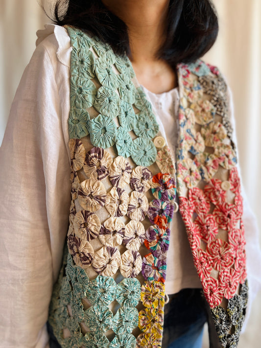 Antique Yo-Yo quilted waistcoat