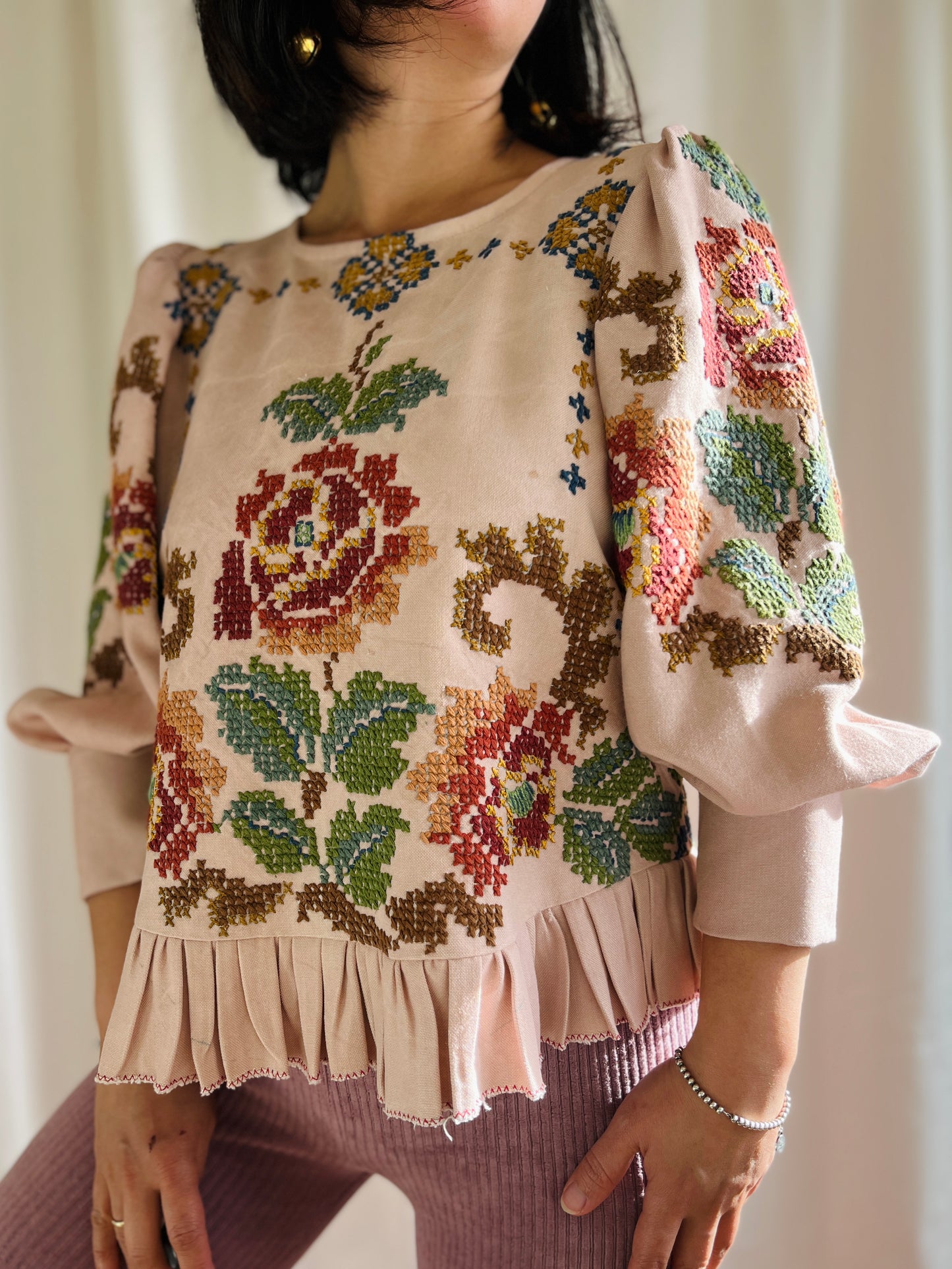 🎴 Astonishing Embroidered Roses Dolly Blouse