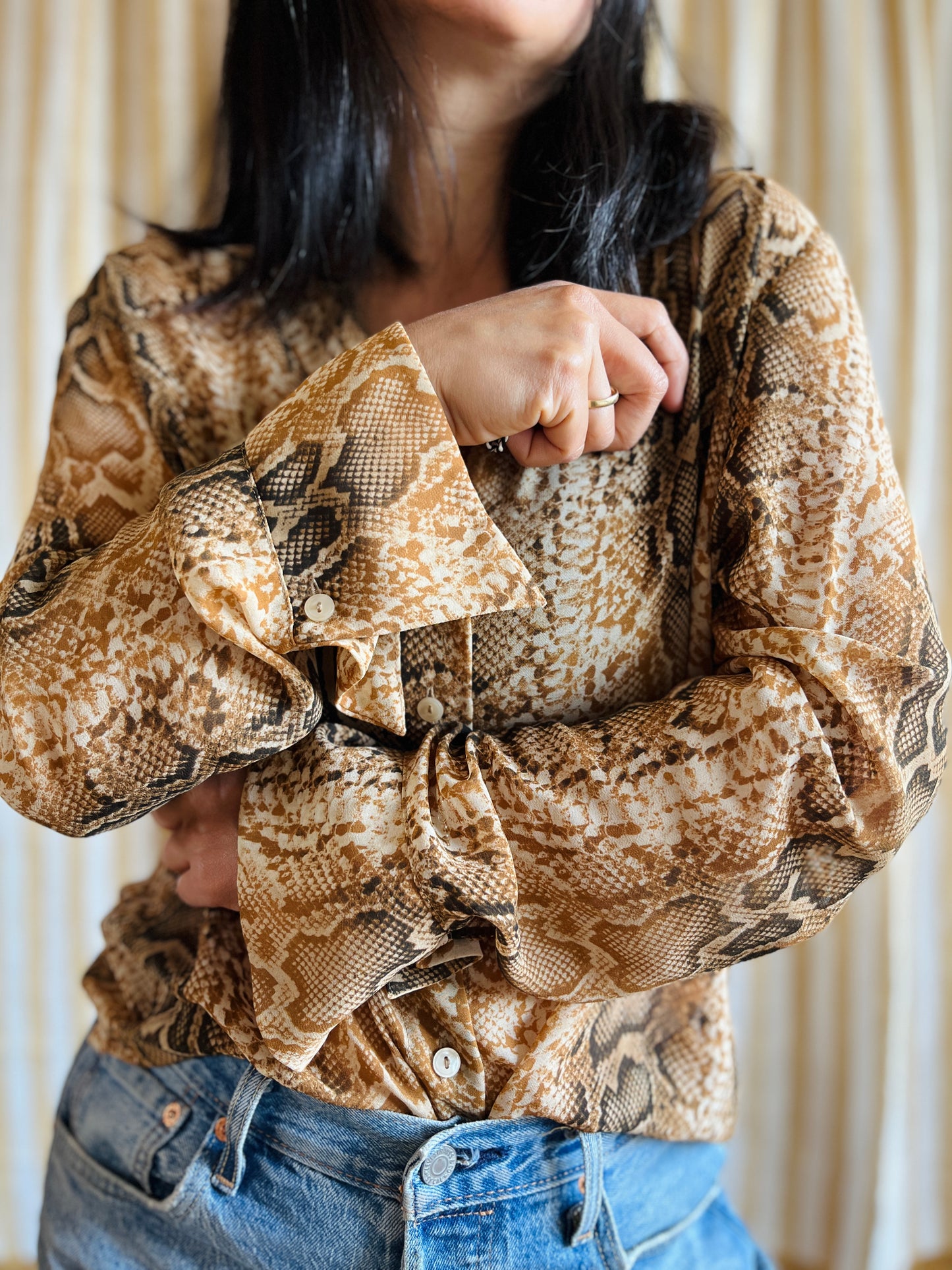 Y2K Snake prints Sheer Blouse
