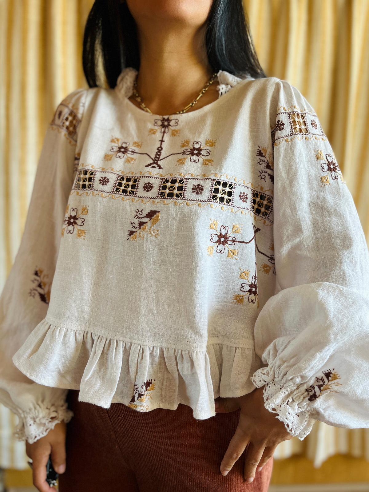 Lagartera Embroidered goddess blouse