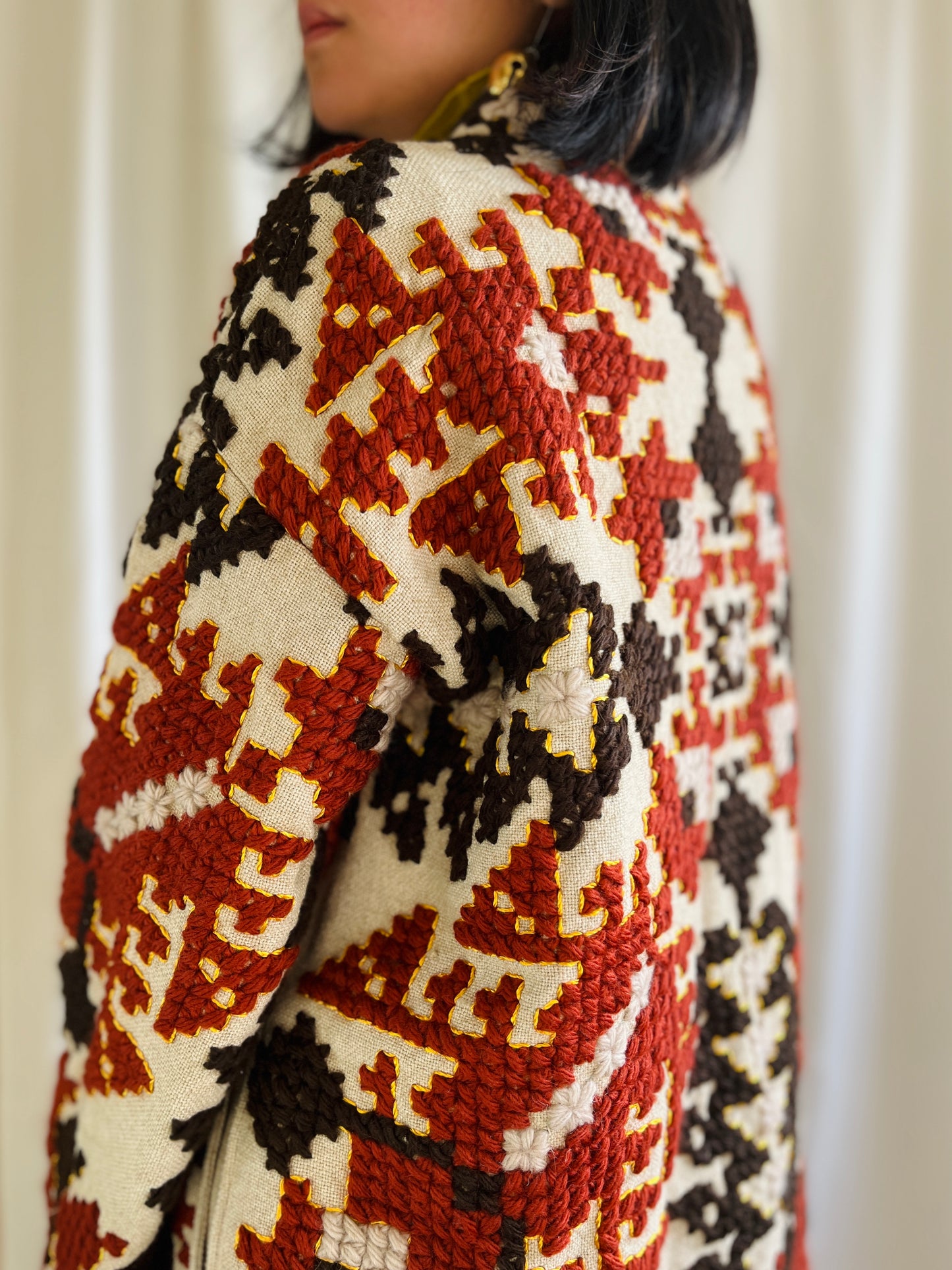 🎴 The witch coat I - Wool and Heavy linen embroidery Kimono