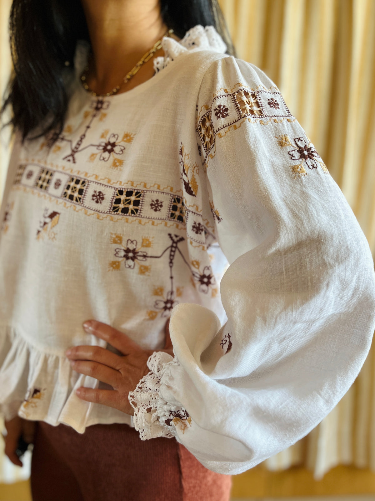Lagartera Embroidered goddess blouse