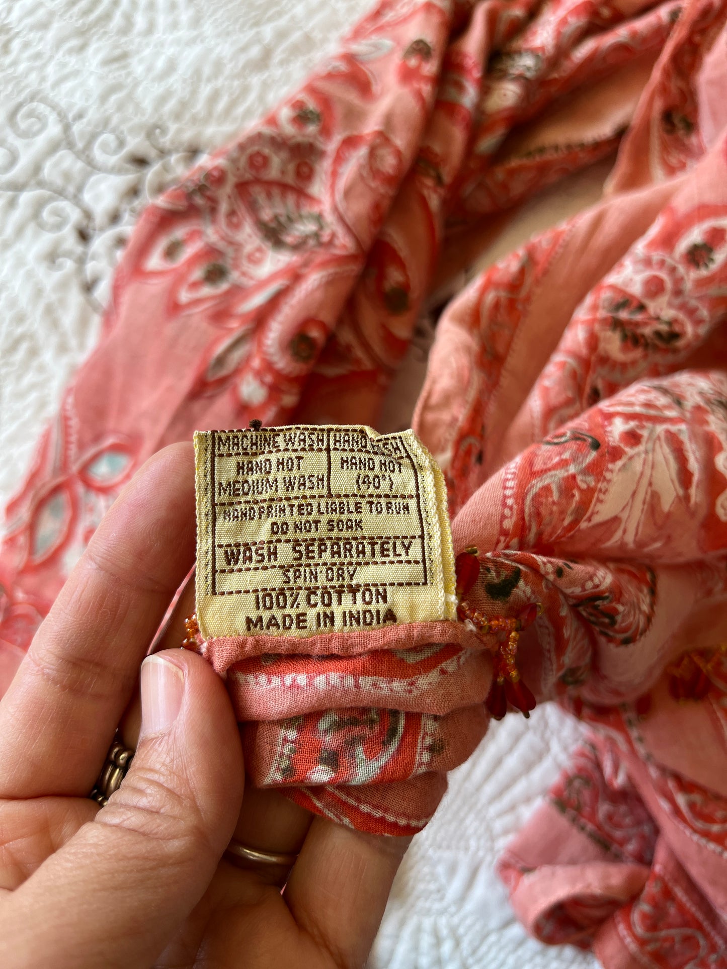 Vintage Anokhi Square scarf with beads