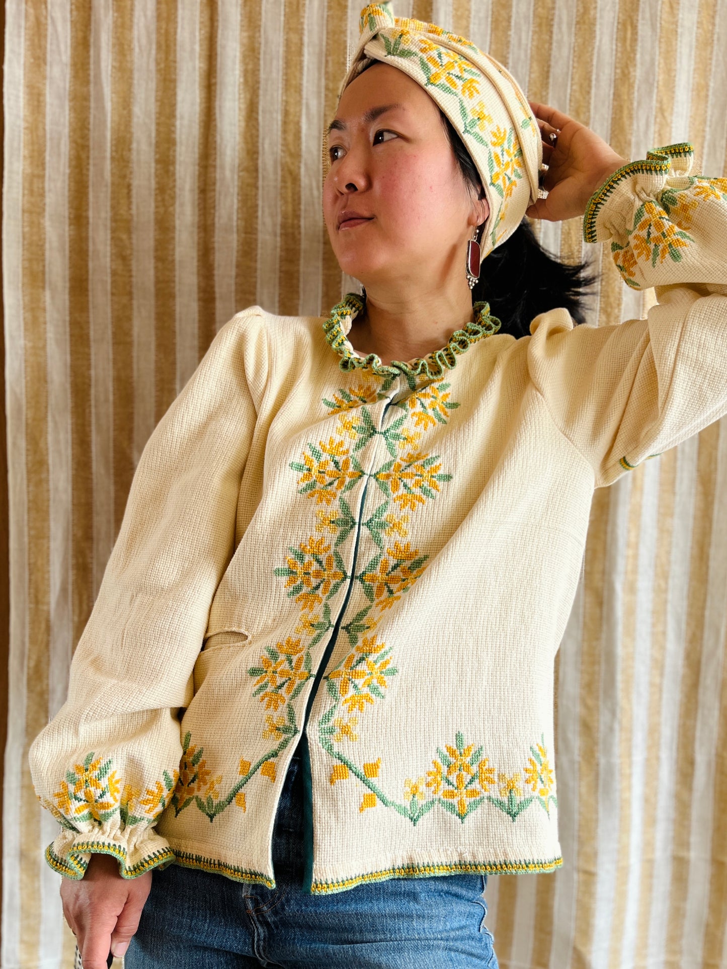 Waffle Cotton Spring Jacket with Matching Belt