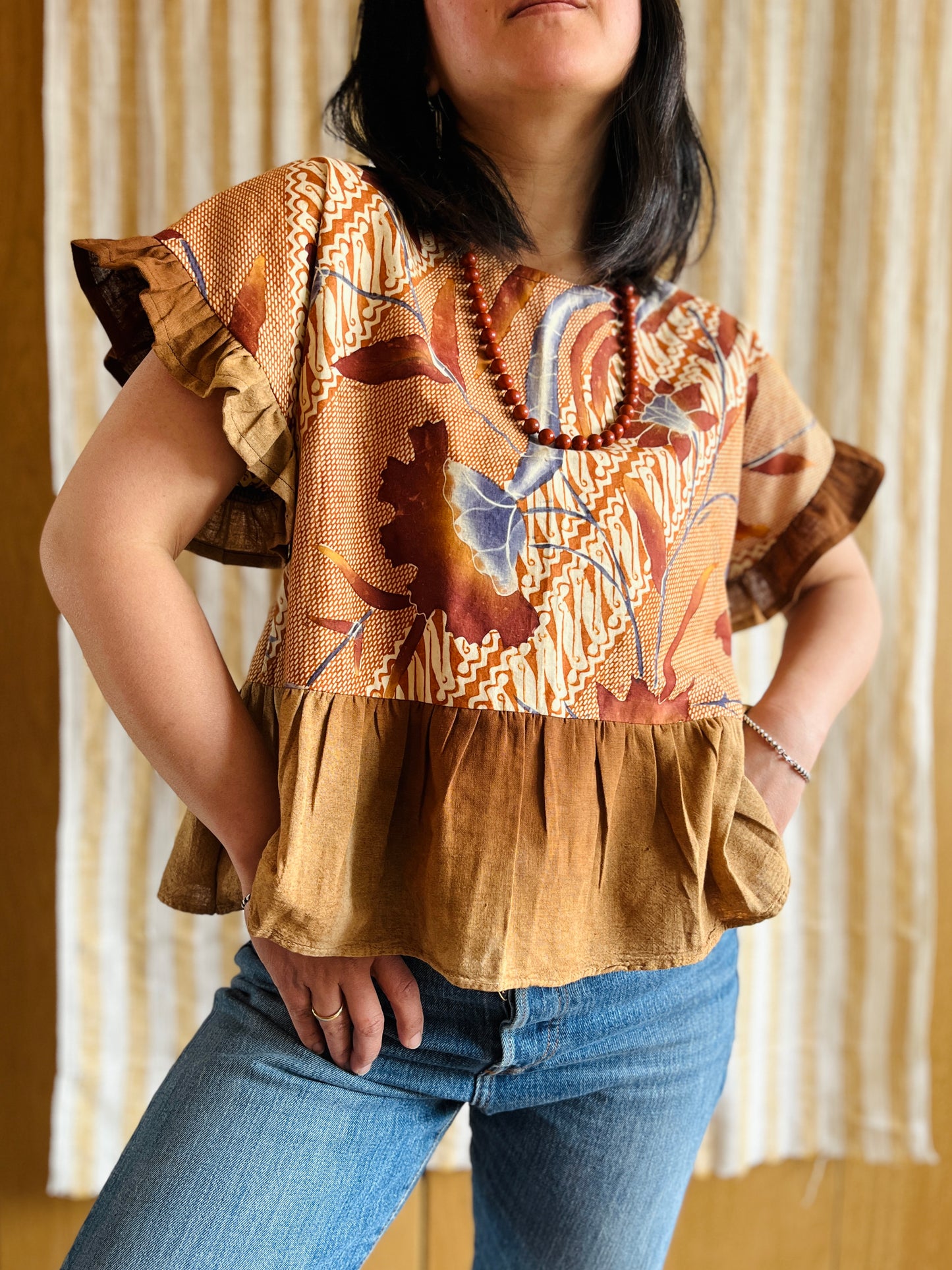 Vintage Batik and berry farmer cheesecloth dolly top