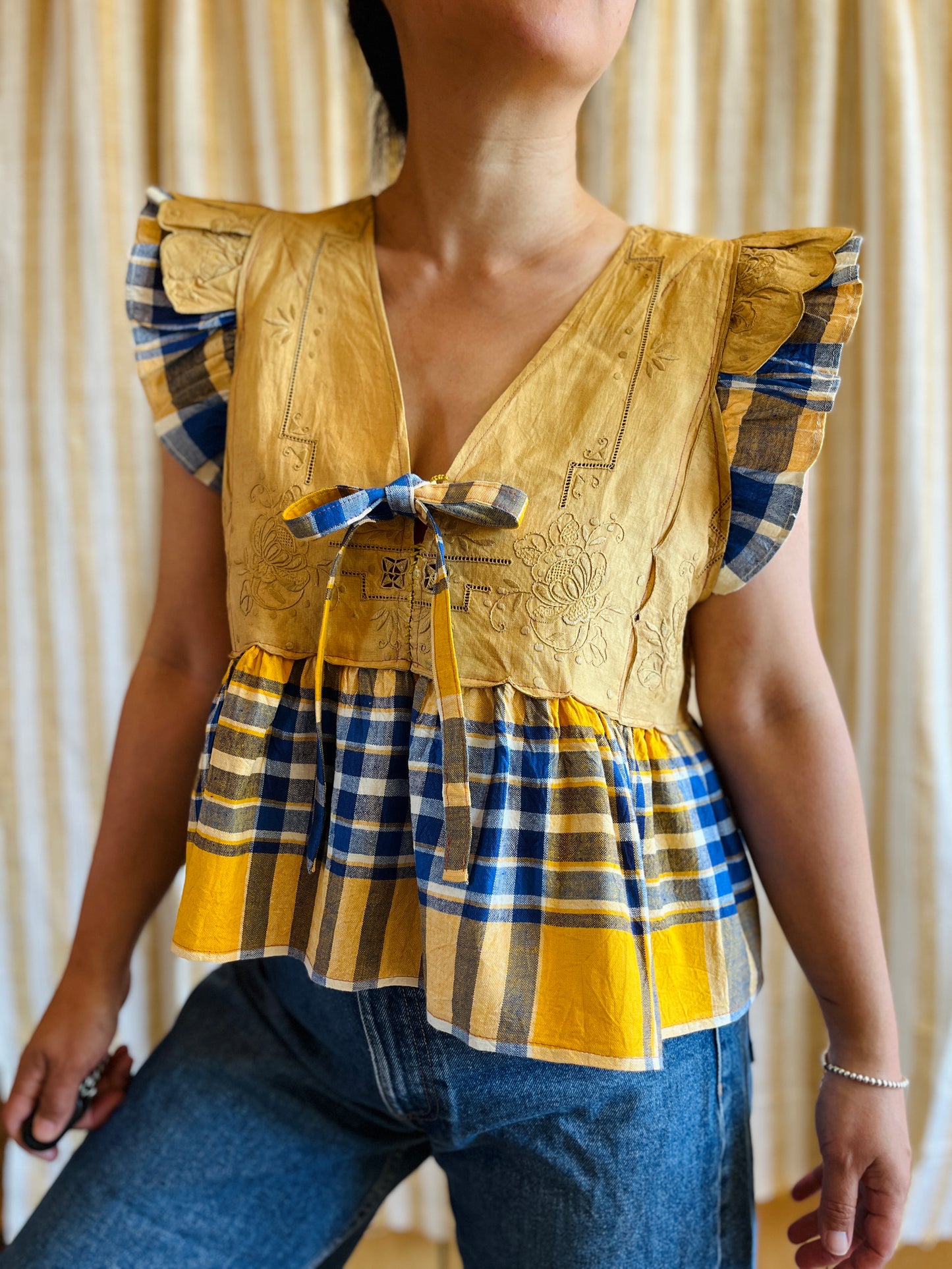 Passion Dyes - Gold gingham double ruffled Dolly