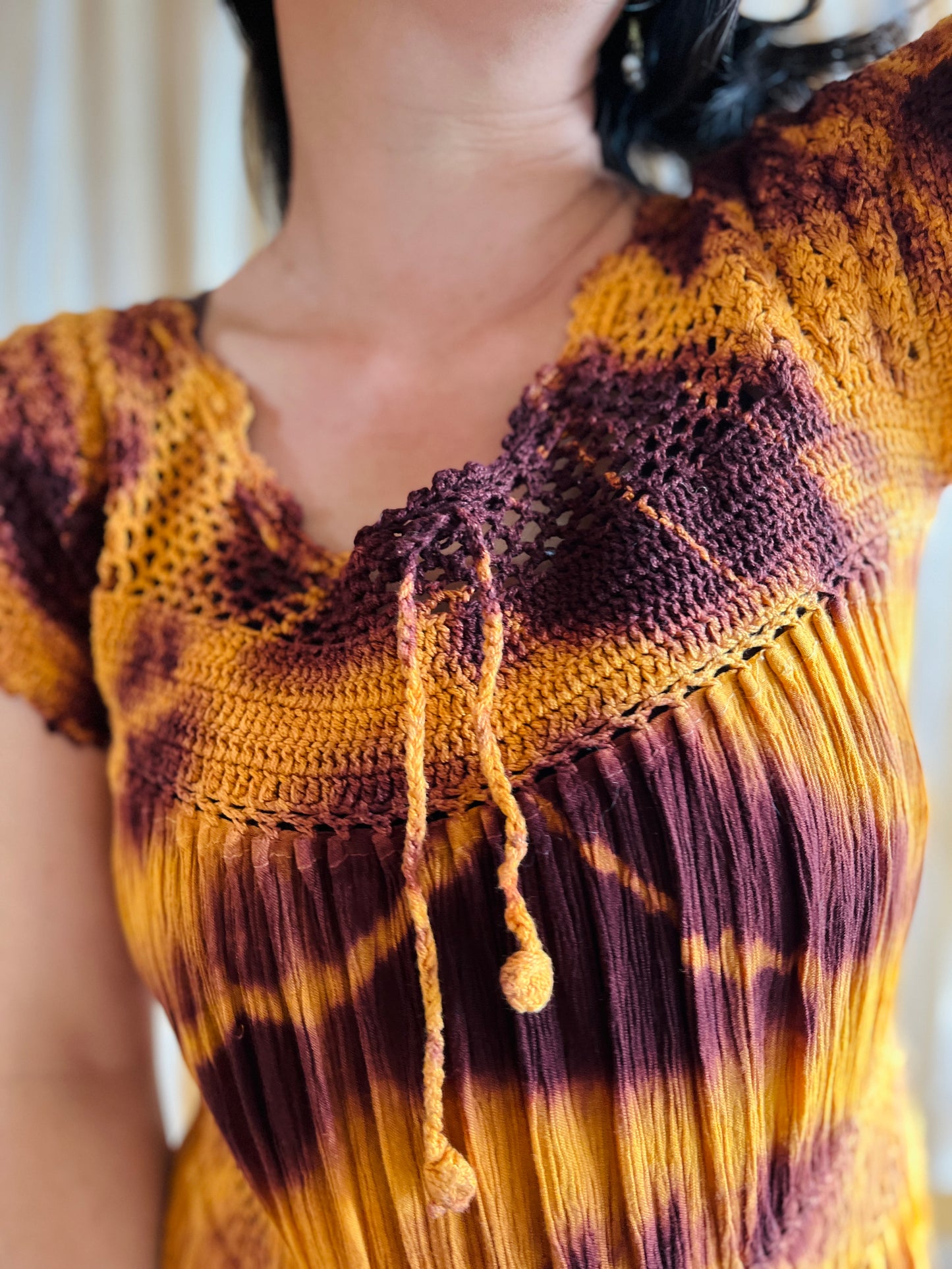 Vintage 1970s handmade Tie-dye Muslim Dress