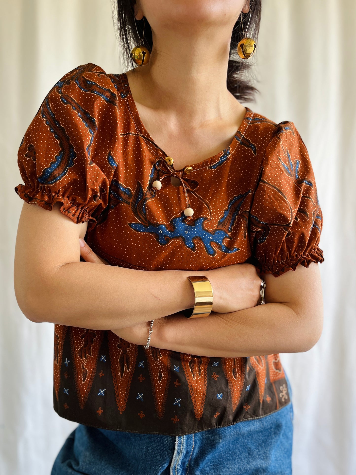 ✨Vintage Batik Puffed Sleeve Tee