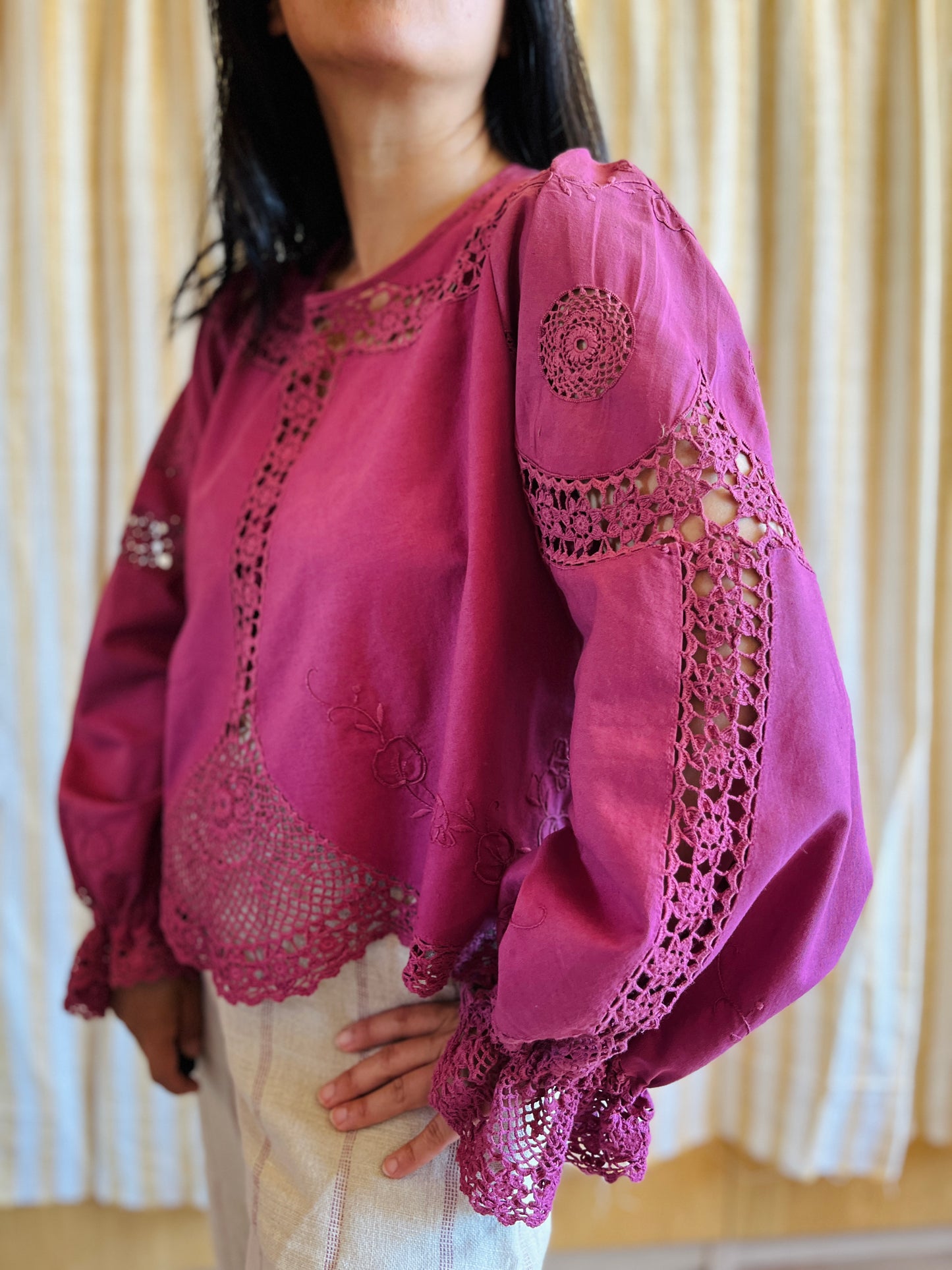 Passion Dyes - Circular crochet blouse in Red Wine