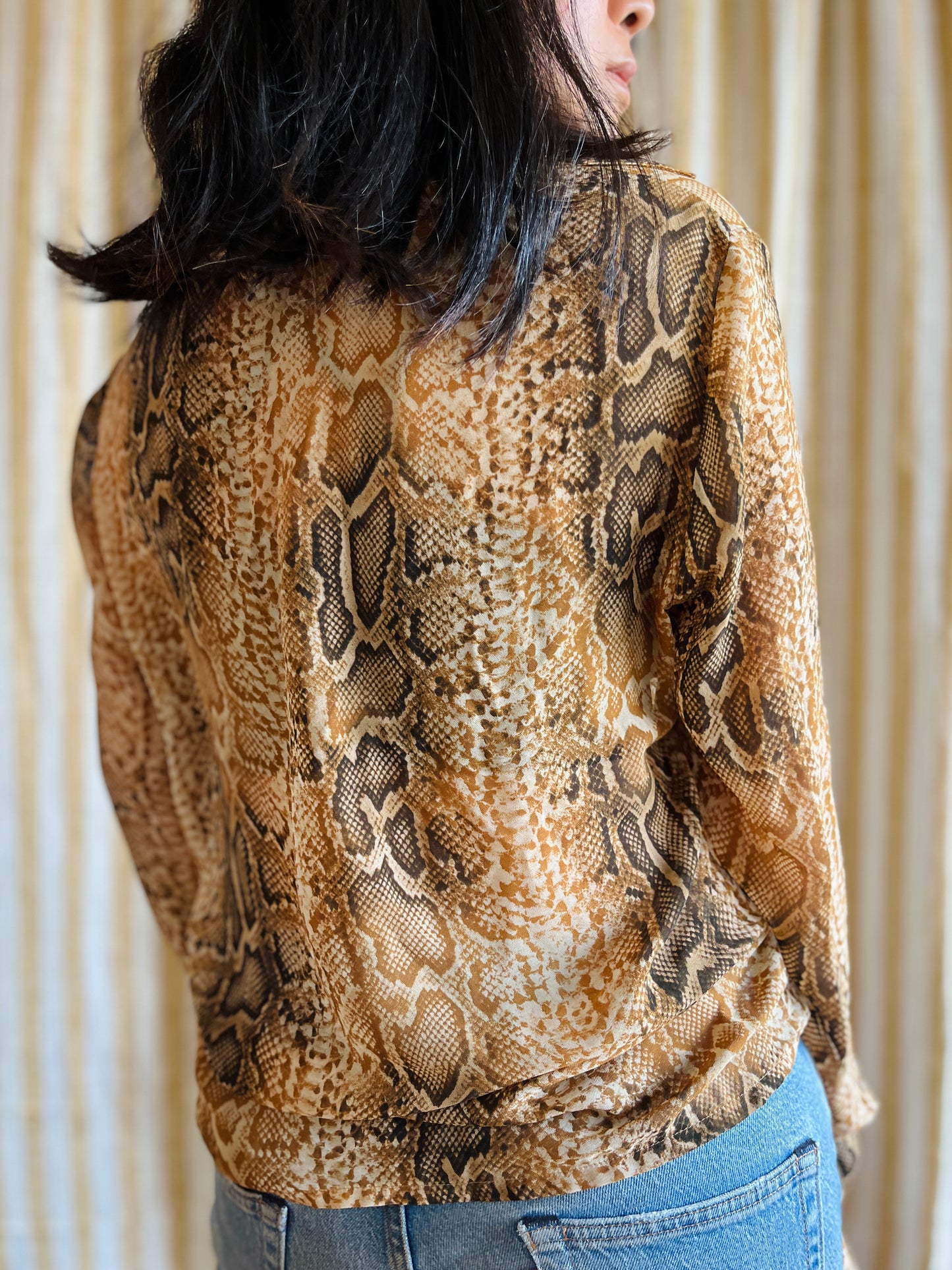 Y2K Snake prints Sheer Blouse