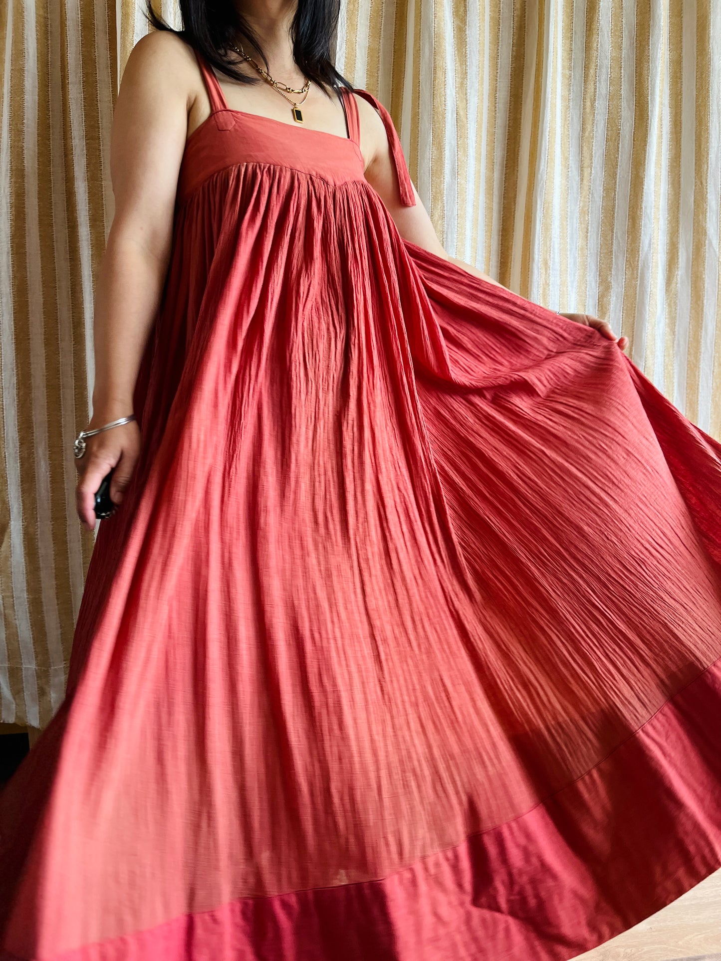 Torrid Coral Pink 70s cheesecloth full circle sundress