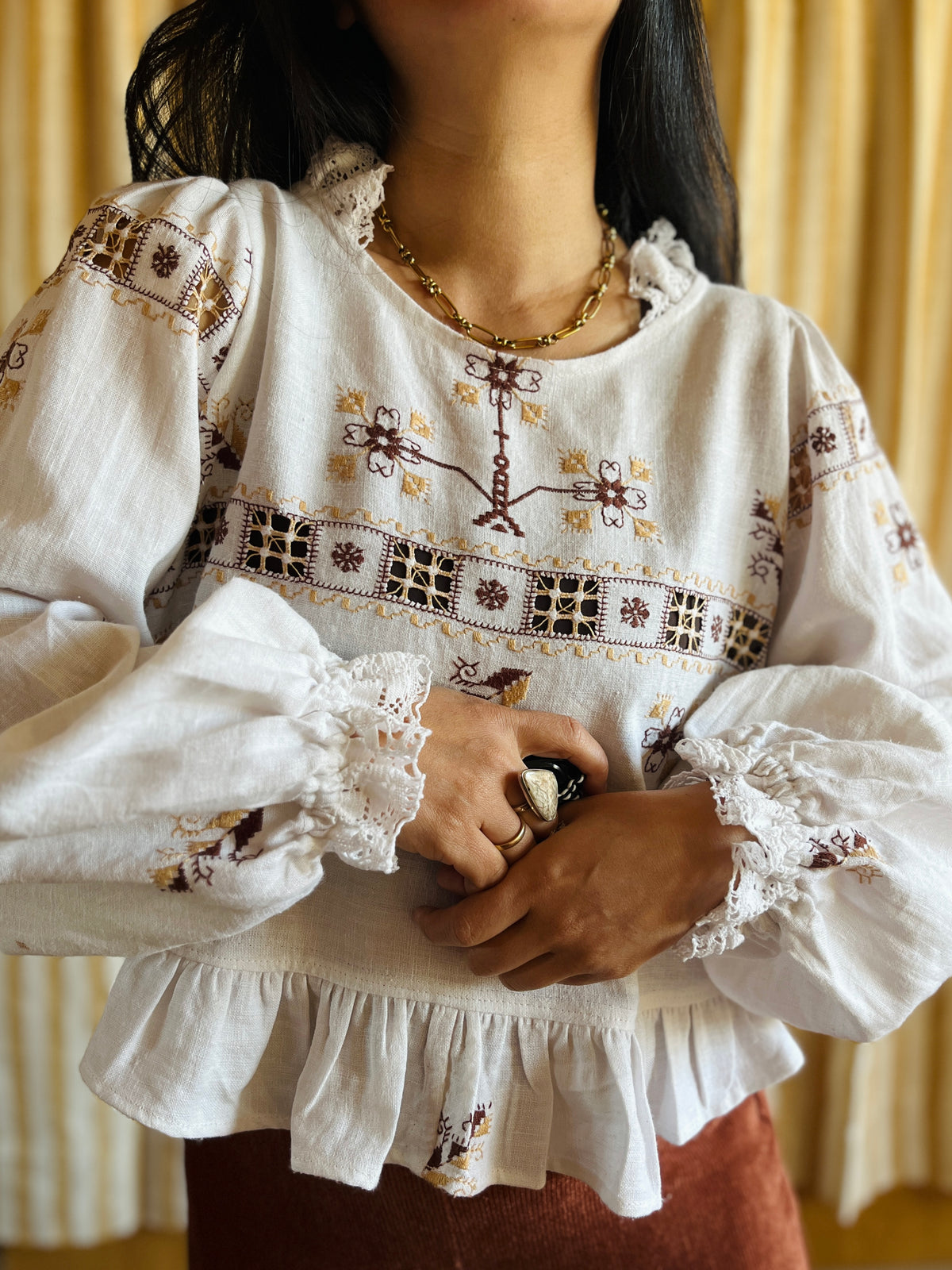 Lagartera Embroidered goddess blouse