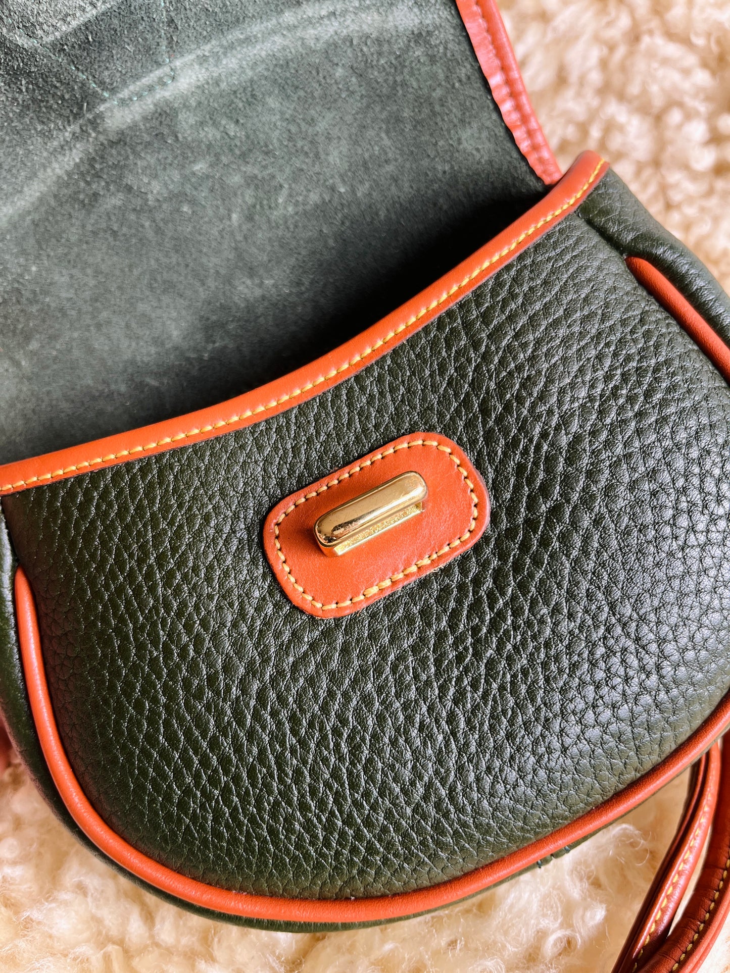 1990s Forest Green British Tan Mini Flap Bag