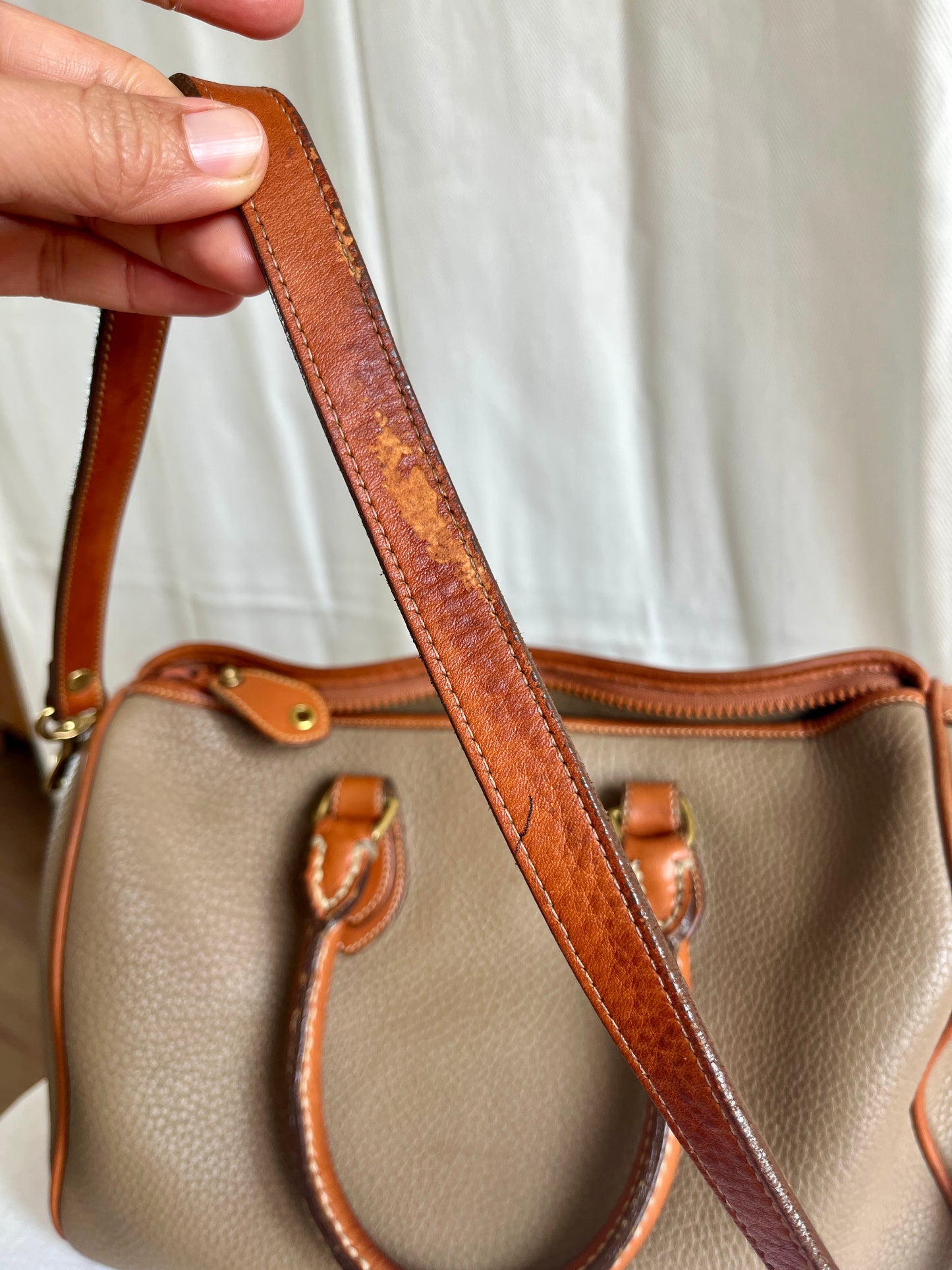 Taupe/British Tan R38 Largest Speedy Doctor's Bag Satchel with Strap