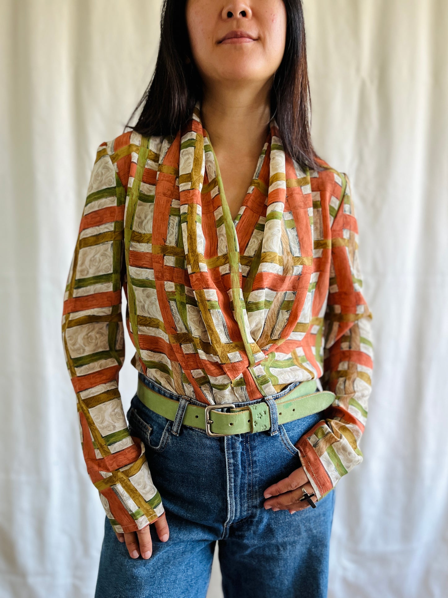 Secretary Blouse Open chest Viscose Top