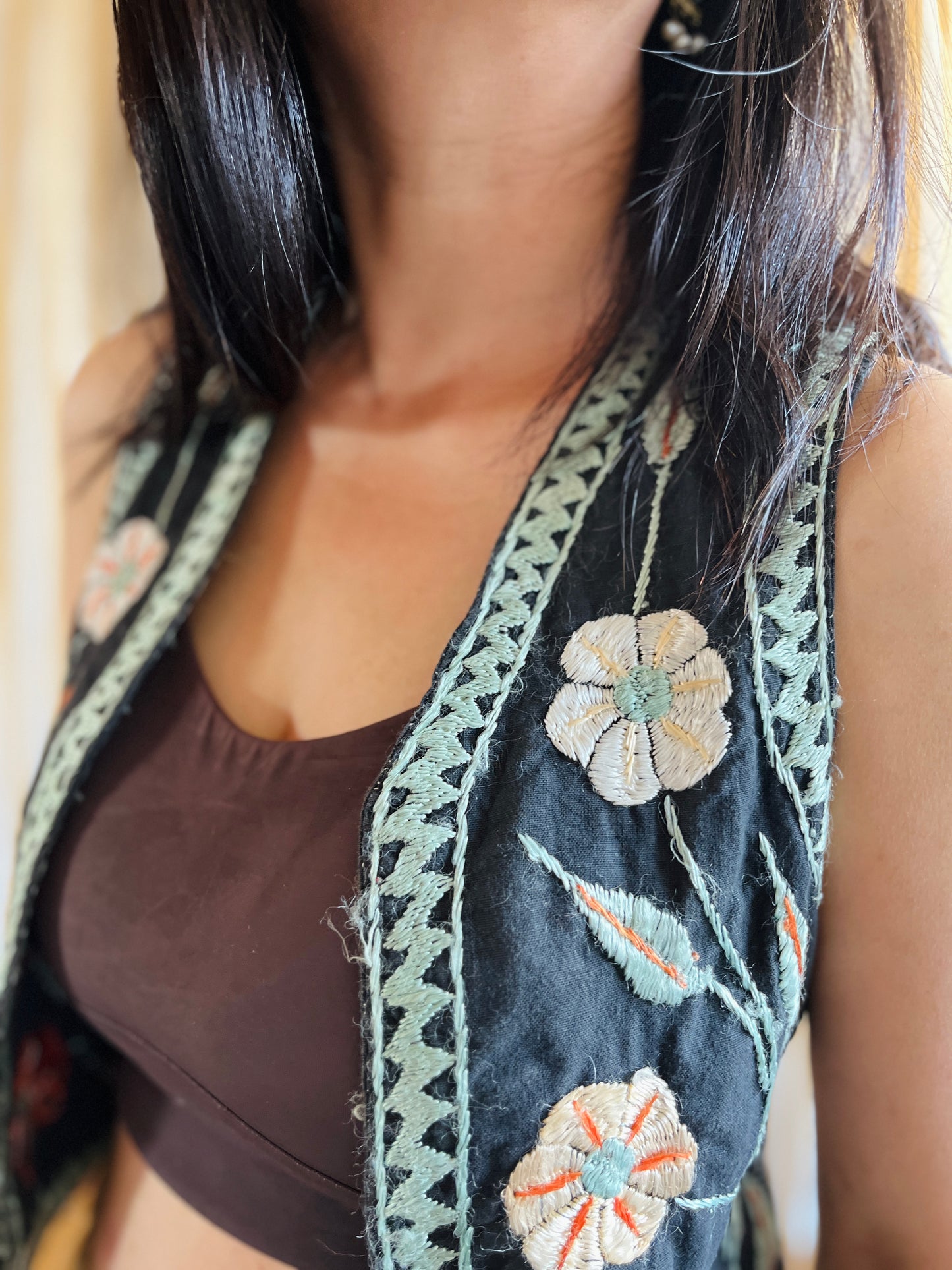 70s Classic Afghanistan Silk Embroidered Gilet XS
