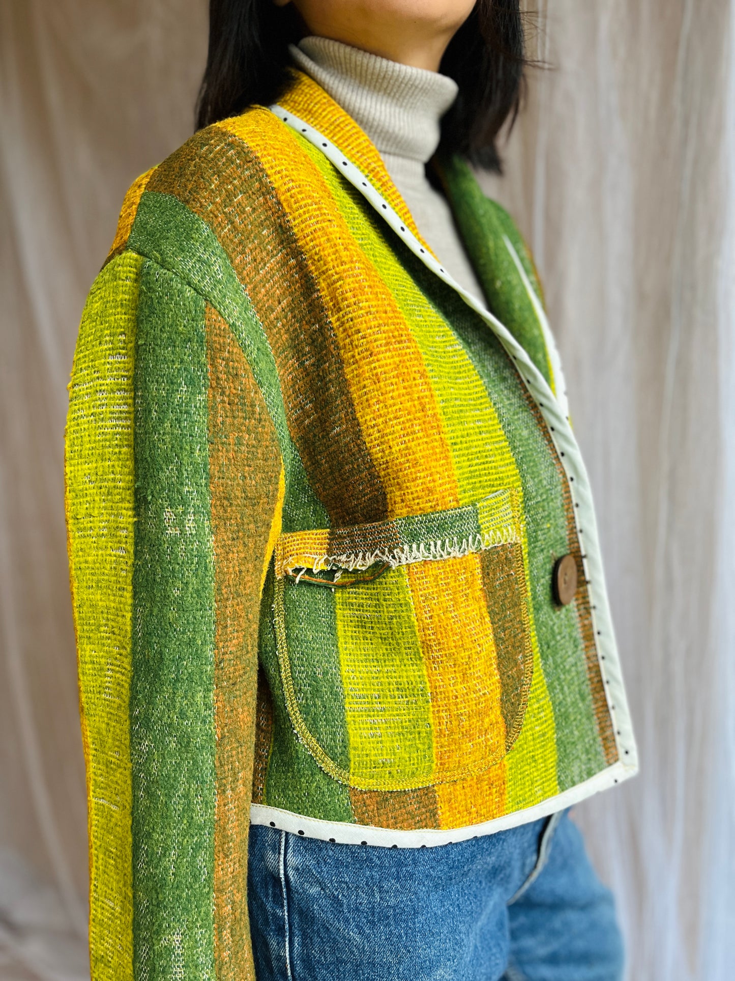 Repurpose vintage roadtrip wool blanket turns Jacket Blazer