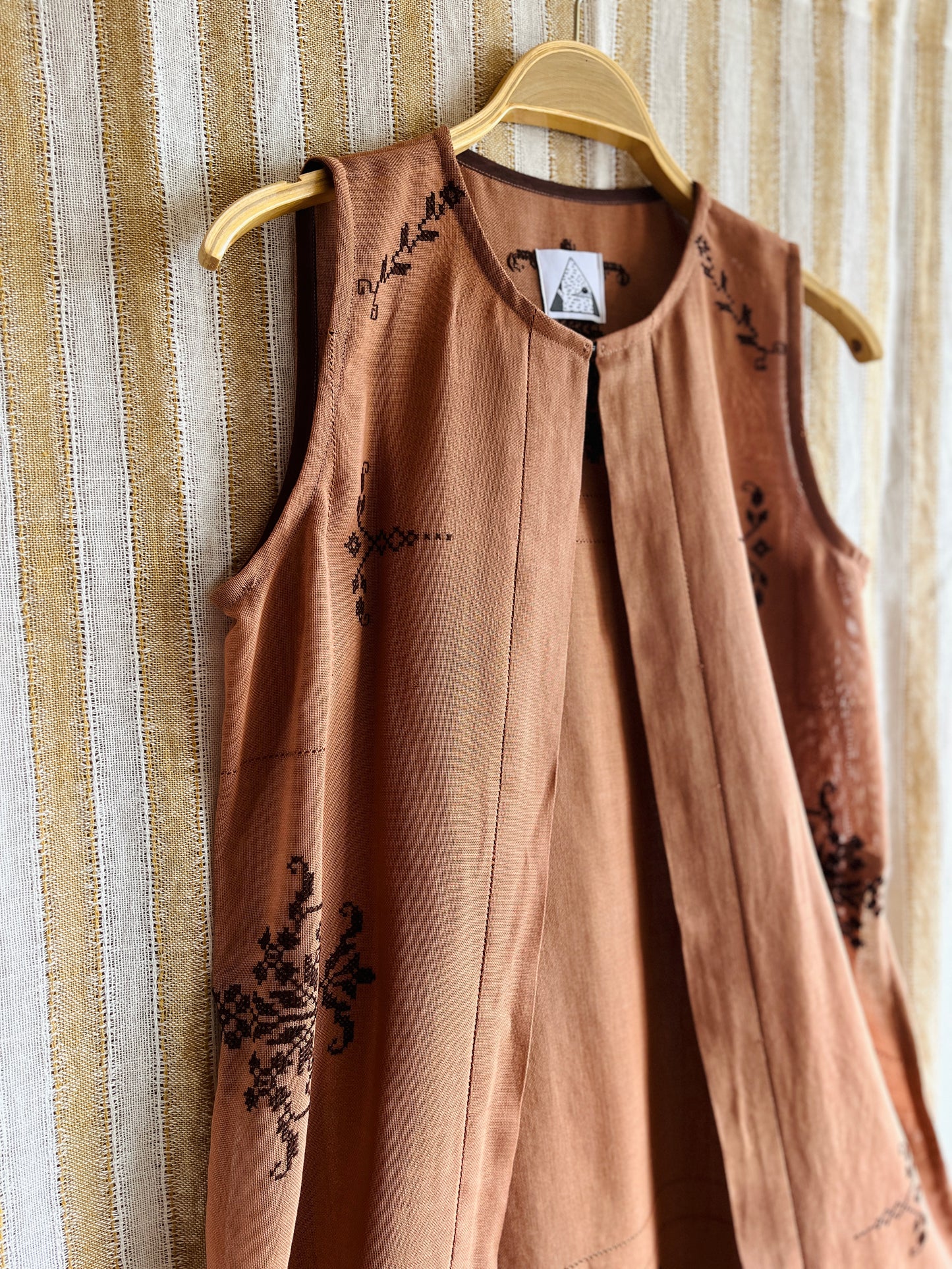 Sheer cotton long vest