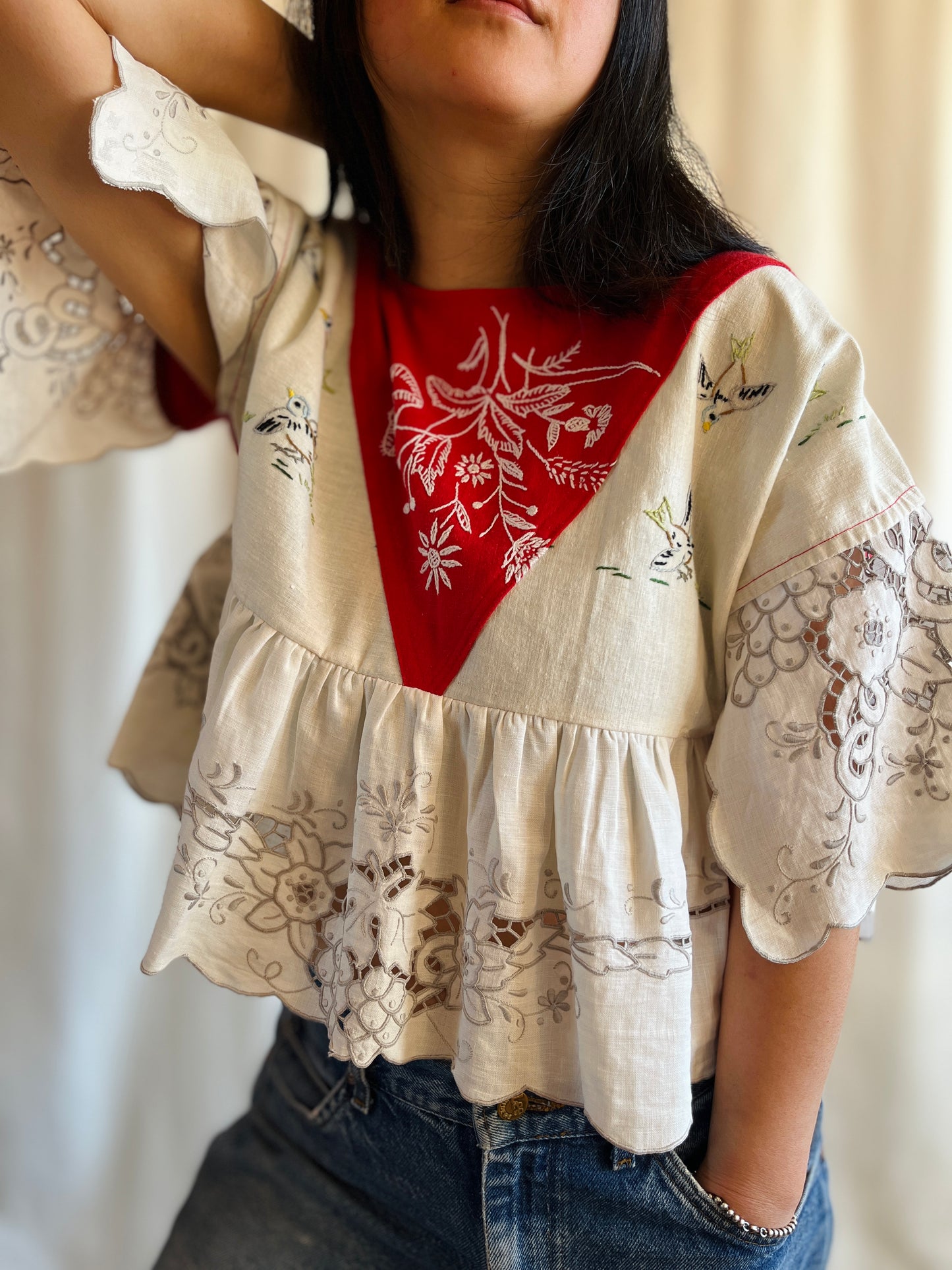 Little birdies patchwork Dolly Blouse