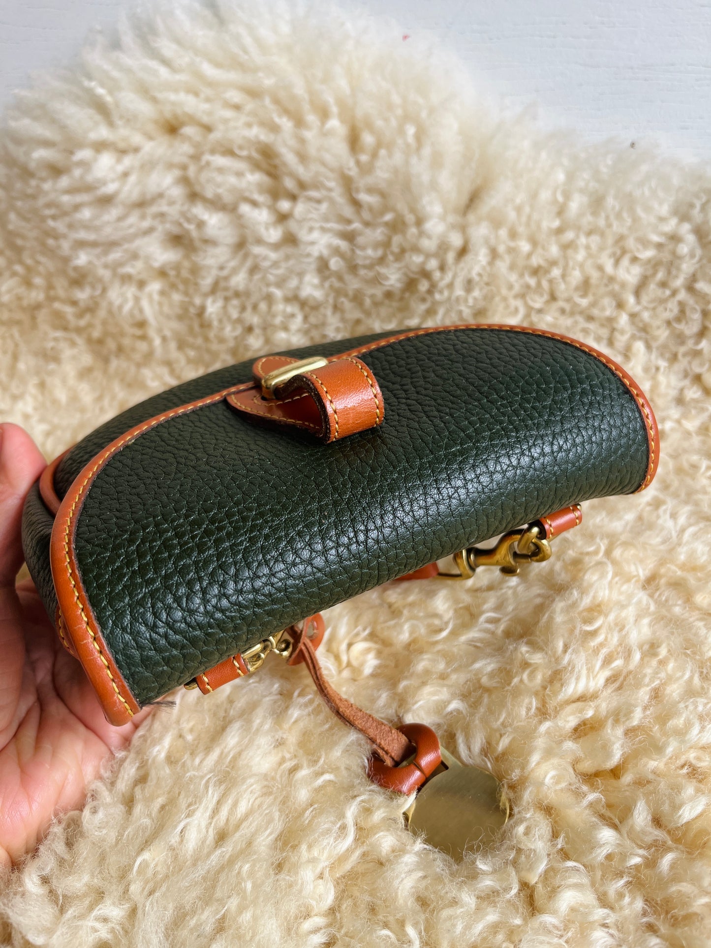 1990s Forest Green British Tan Mini Flap Bag