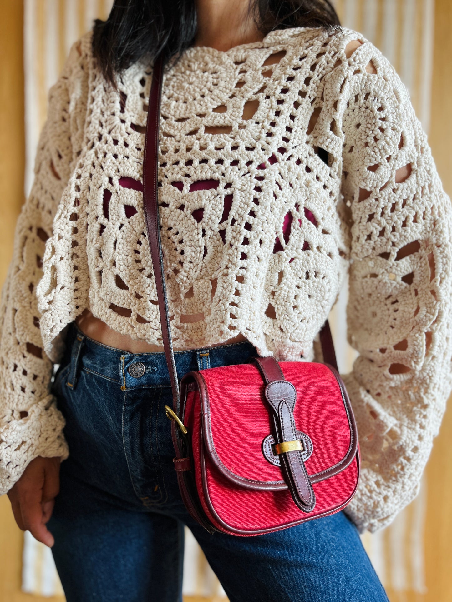 RARE Red Canvas R51 Marble Crossbody Bag