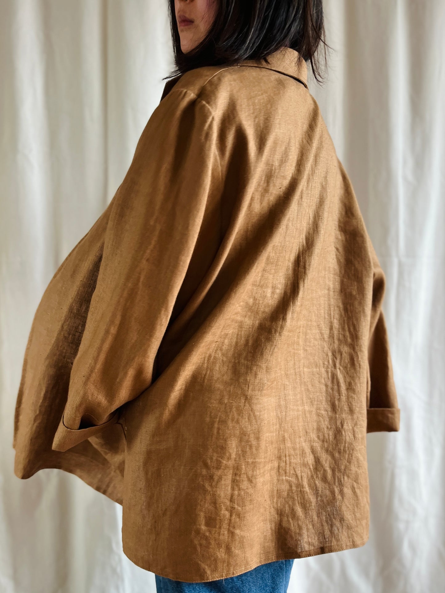 Luxury Vintage 80s Pure Linen Designer Blazer in Copper